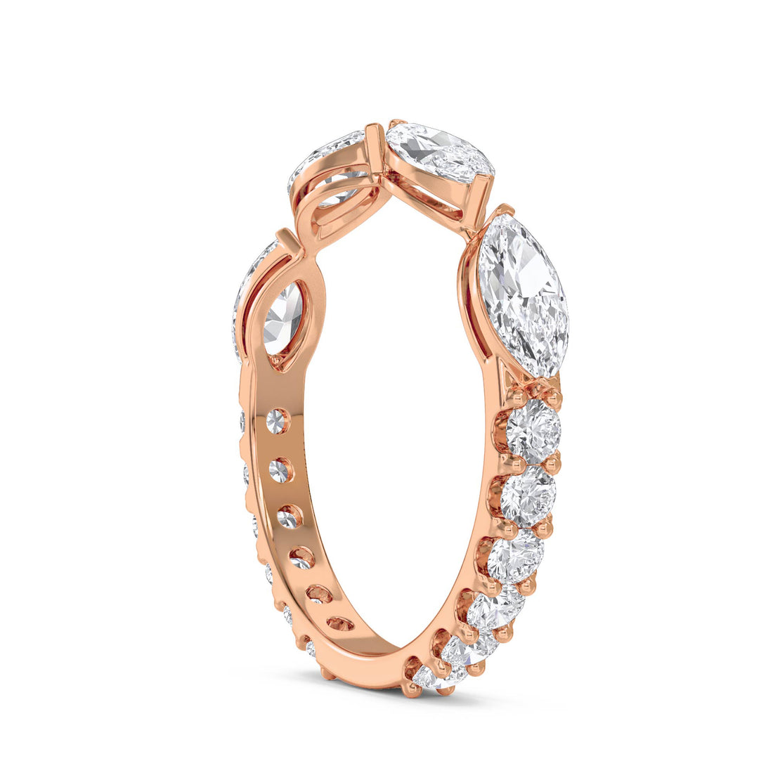 Marquise Diamond Eternity Ring - Rose Gold - Pose 2