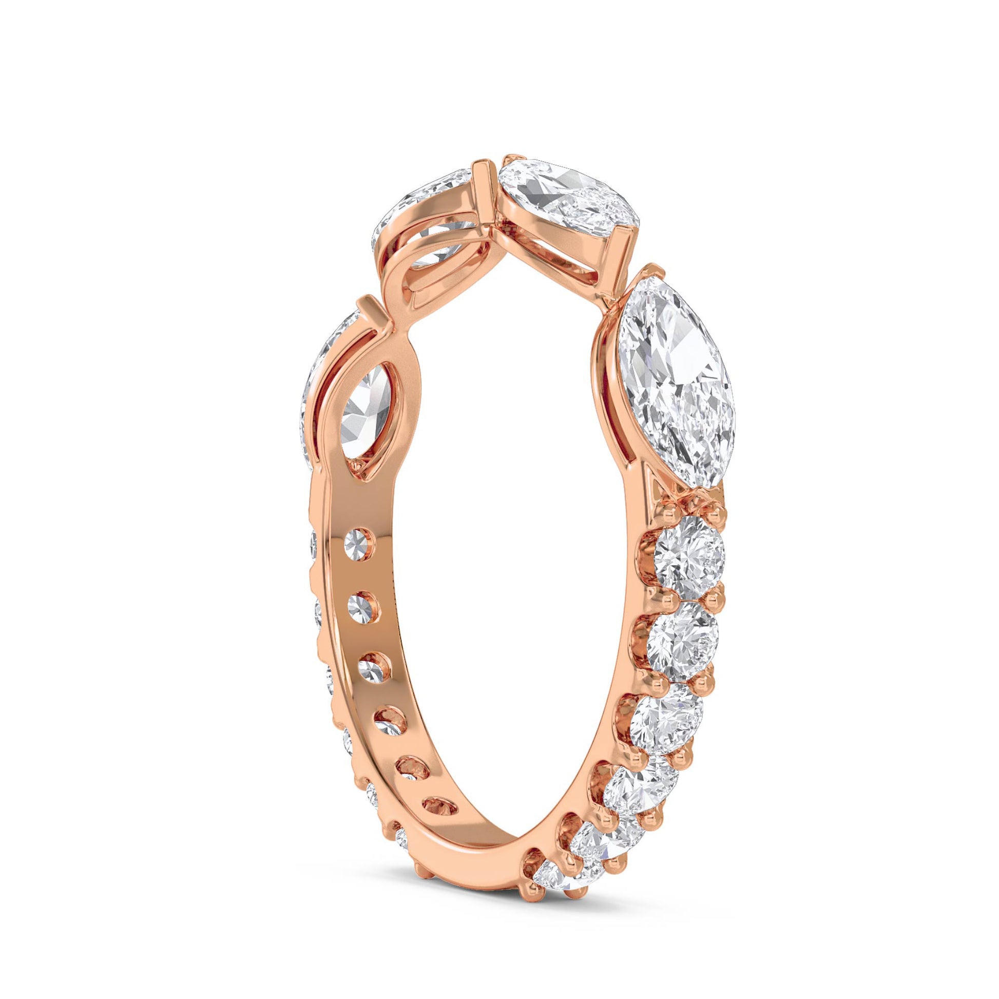 Marquise Diamond Eternity Ring - Rose Gold - Pose 2