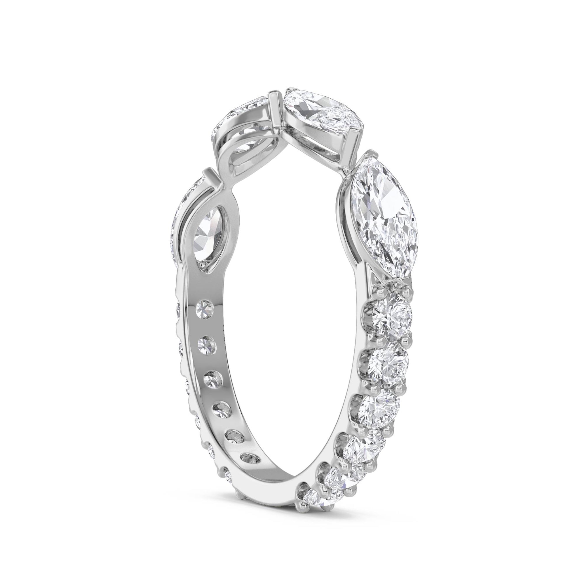 Marquise Diamond Eternity Ring - White Gold - Pose 2