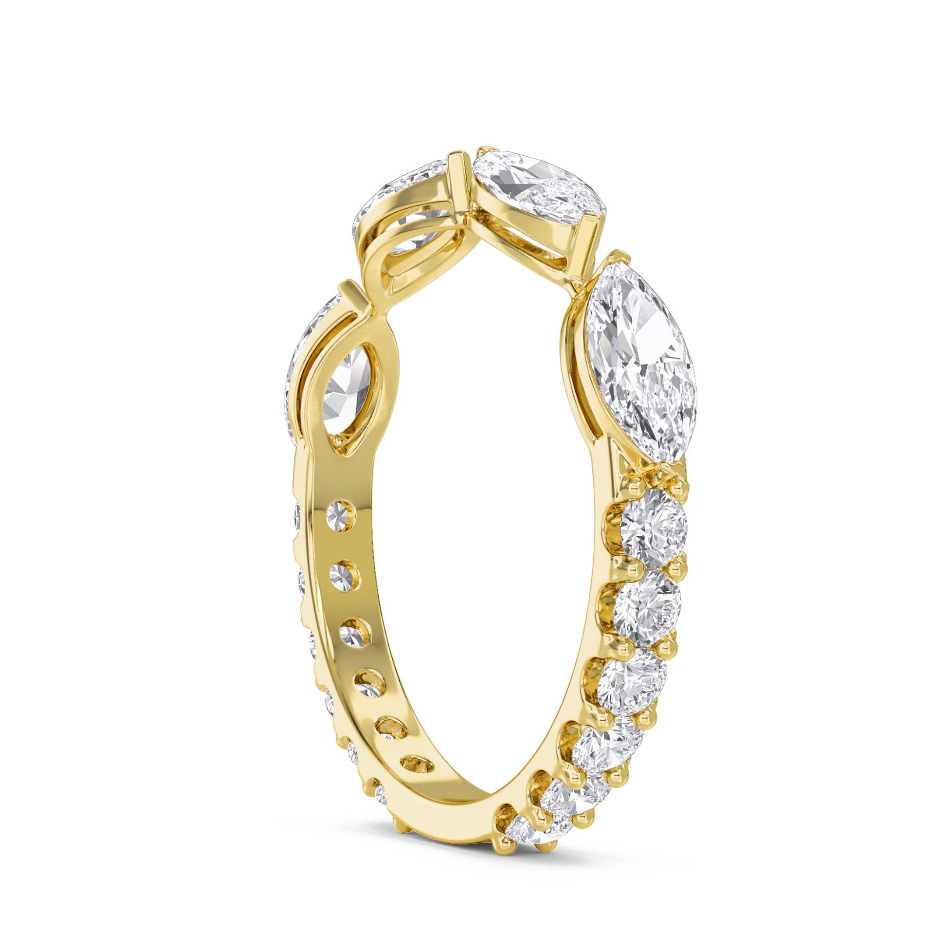 Marquise Diamond Eternity Ring - Yellow Gold - Pose 2