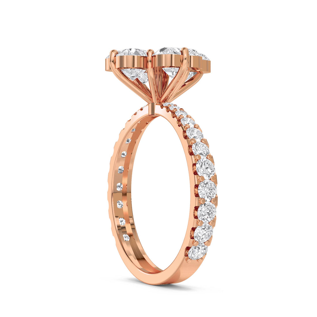 Oval Diamond Clover Cluster Ring - Rose Gold - Pose 3