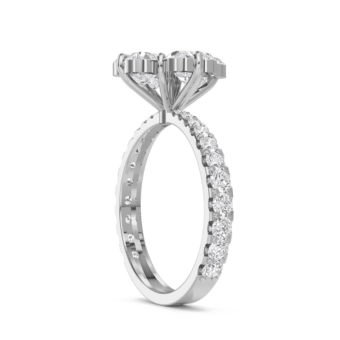 Round Diamond Clover Cluster Ring (Silver) - image 1