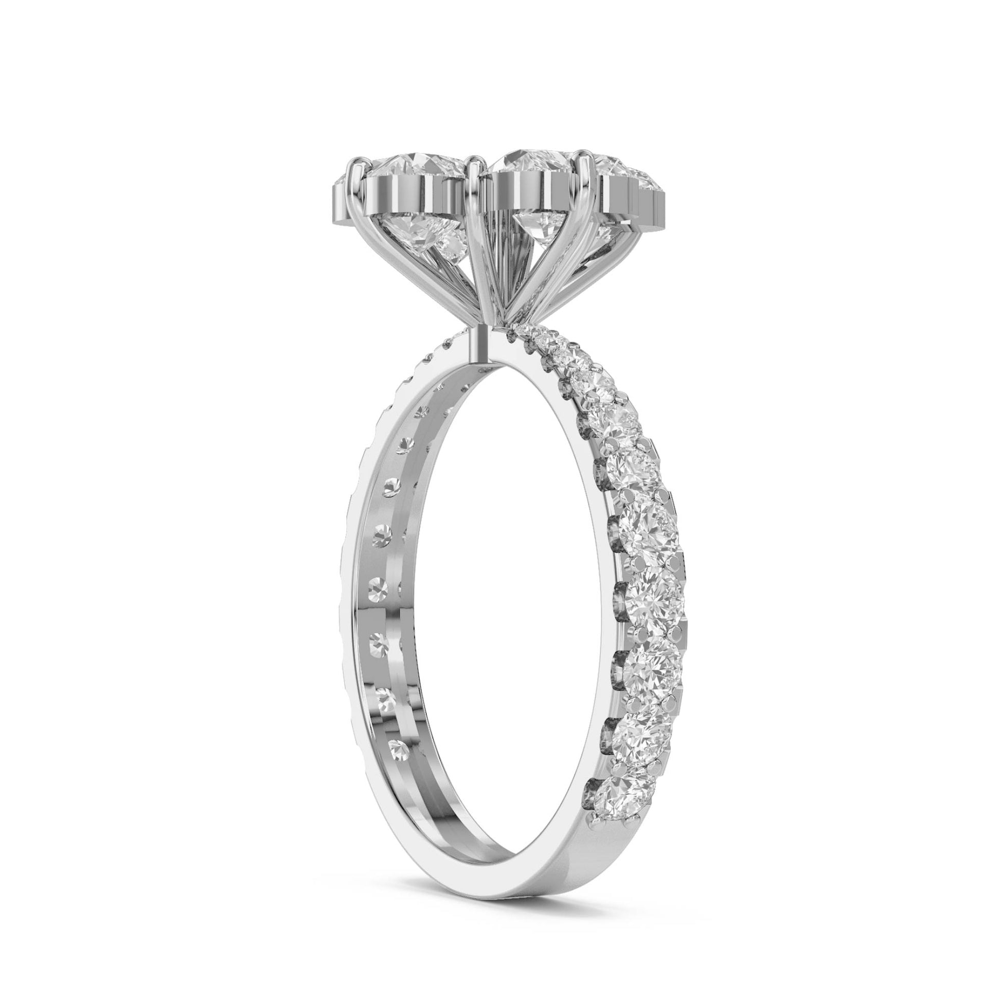 Round Diamond Clover Cluster Ring (Silver) - image 2