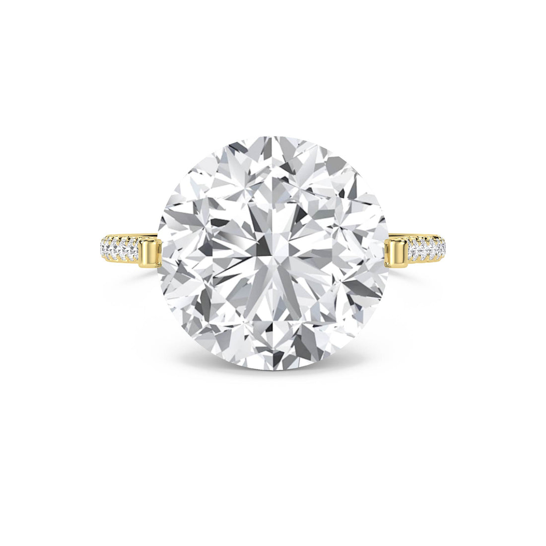 Round Diamond Solitaire Ring with Delicate Pavé Shoulders