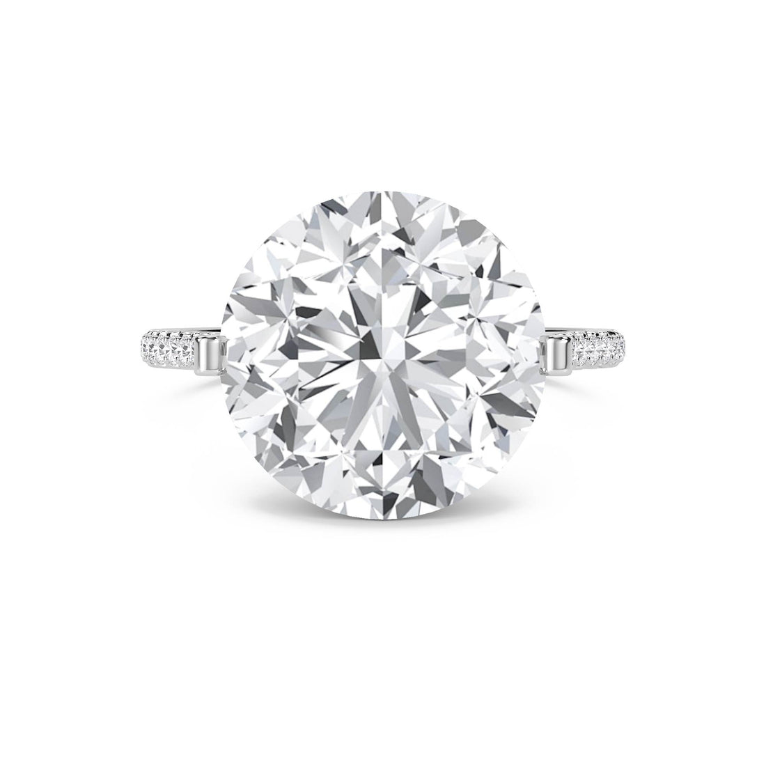 Round Diamond Solitaire Ring with Delicate Pavé Shoulders
