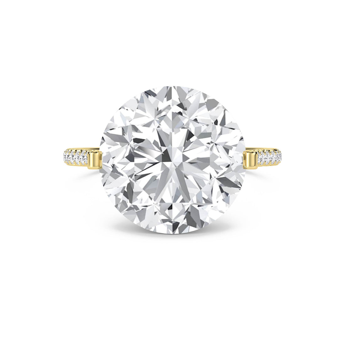 Round Diamond Solitaire Ring with Delicate Pavé Shoulders - image 1