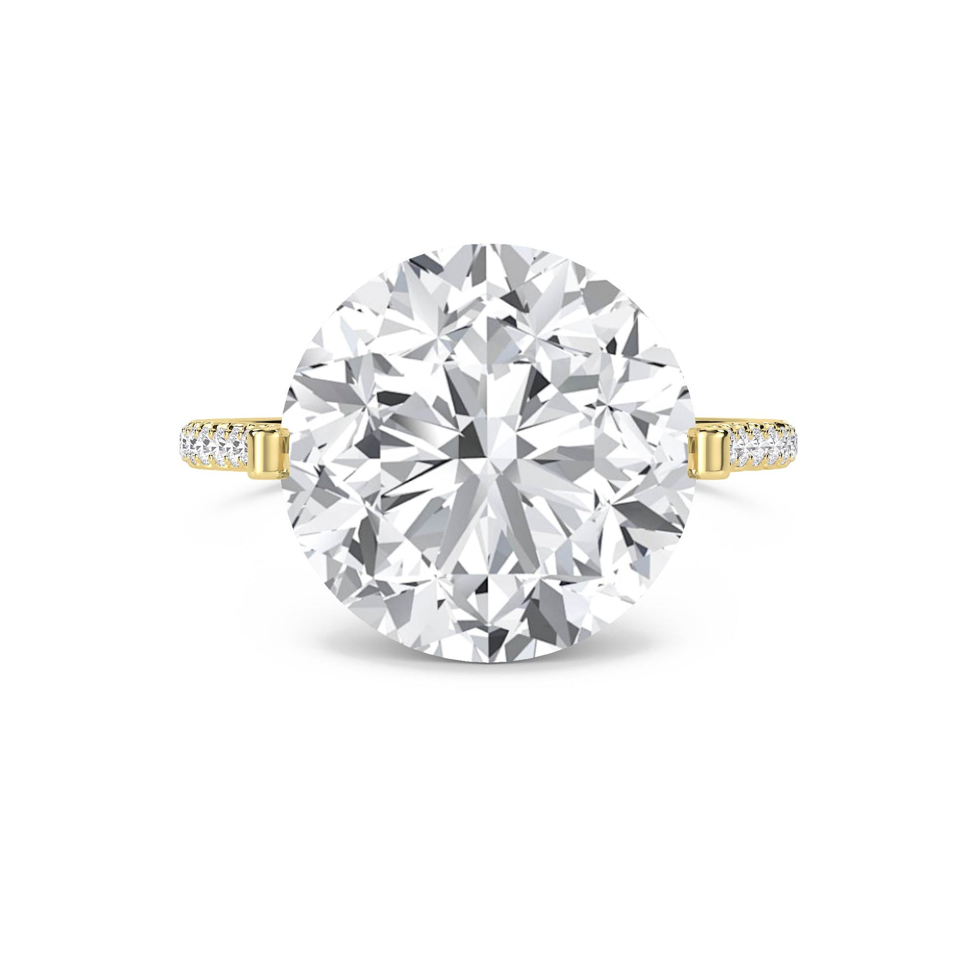 Round Diamond Solitaire Ring with Delicate Pavé Shoulders - image 1