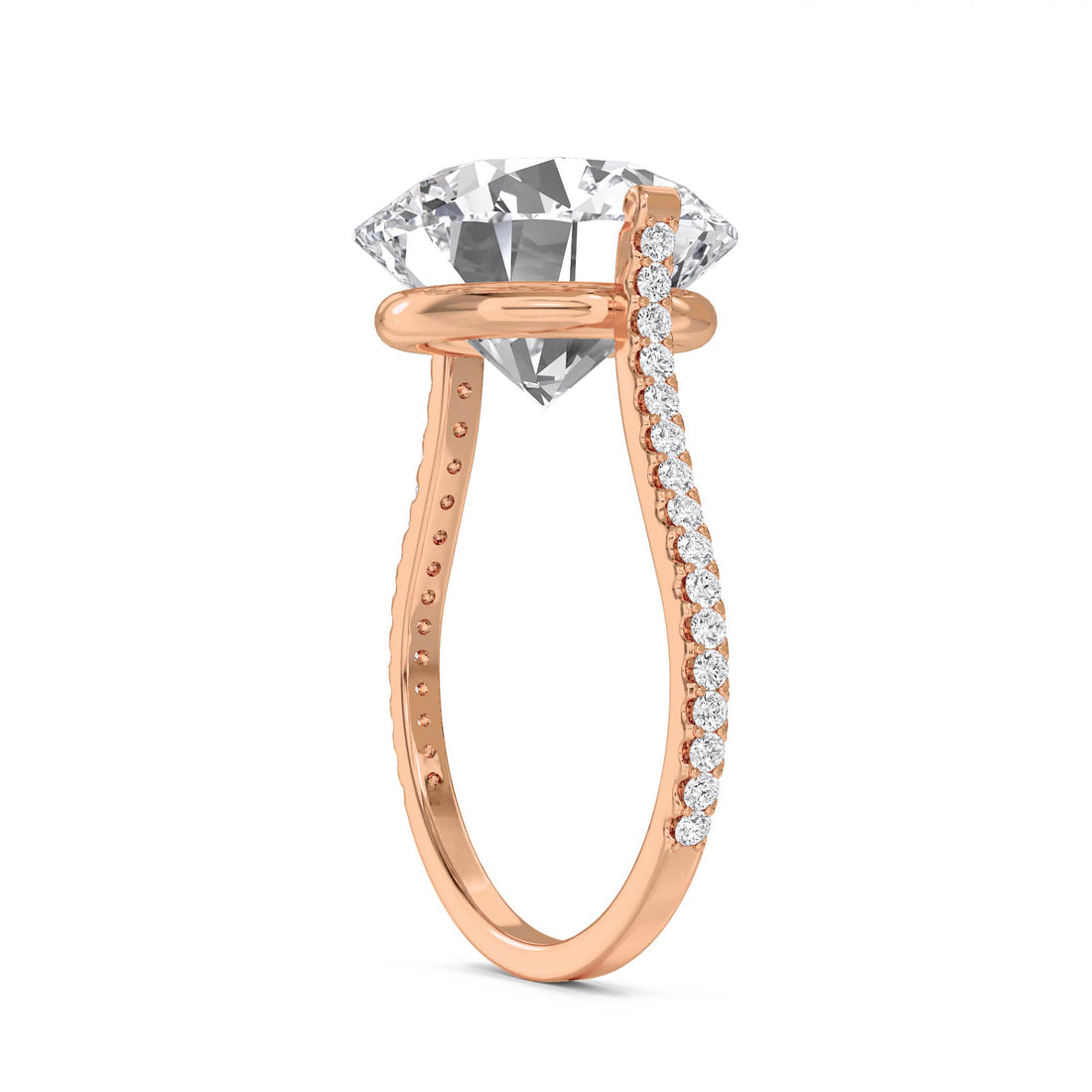 Round Diamond Solitaire Ring with Delicate Pavé Shoulders