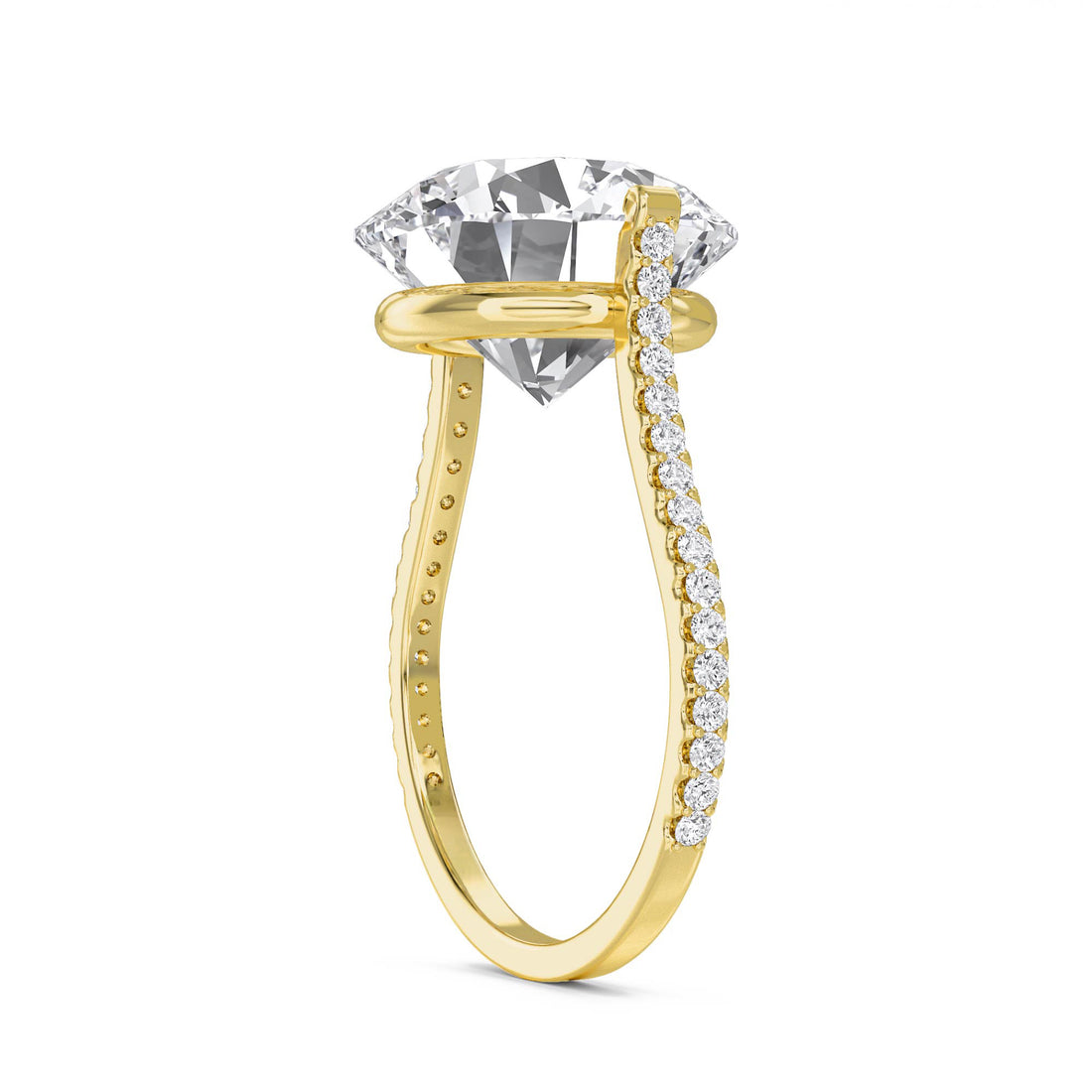 Round Diamond Solitaire Ring with Delicate Pavé Shoulders