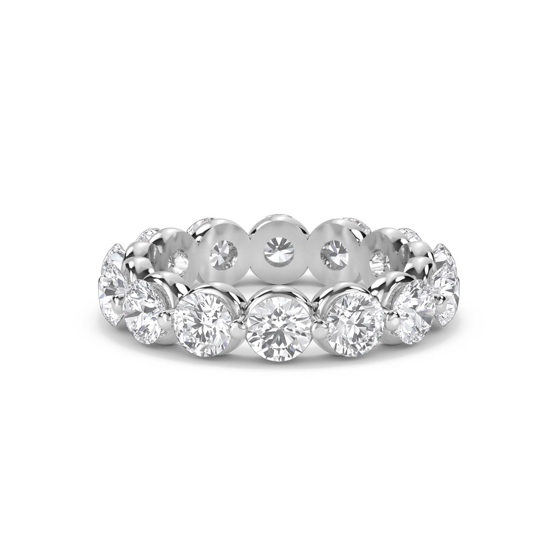 Round Diamond Eternity Ring with Pavé Halo Trim (Silver) - image 1