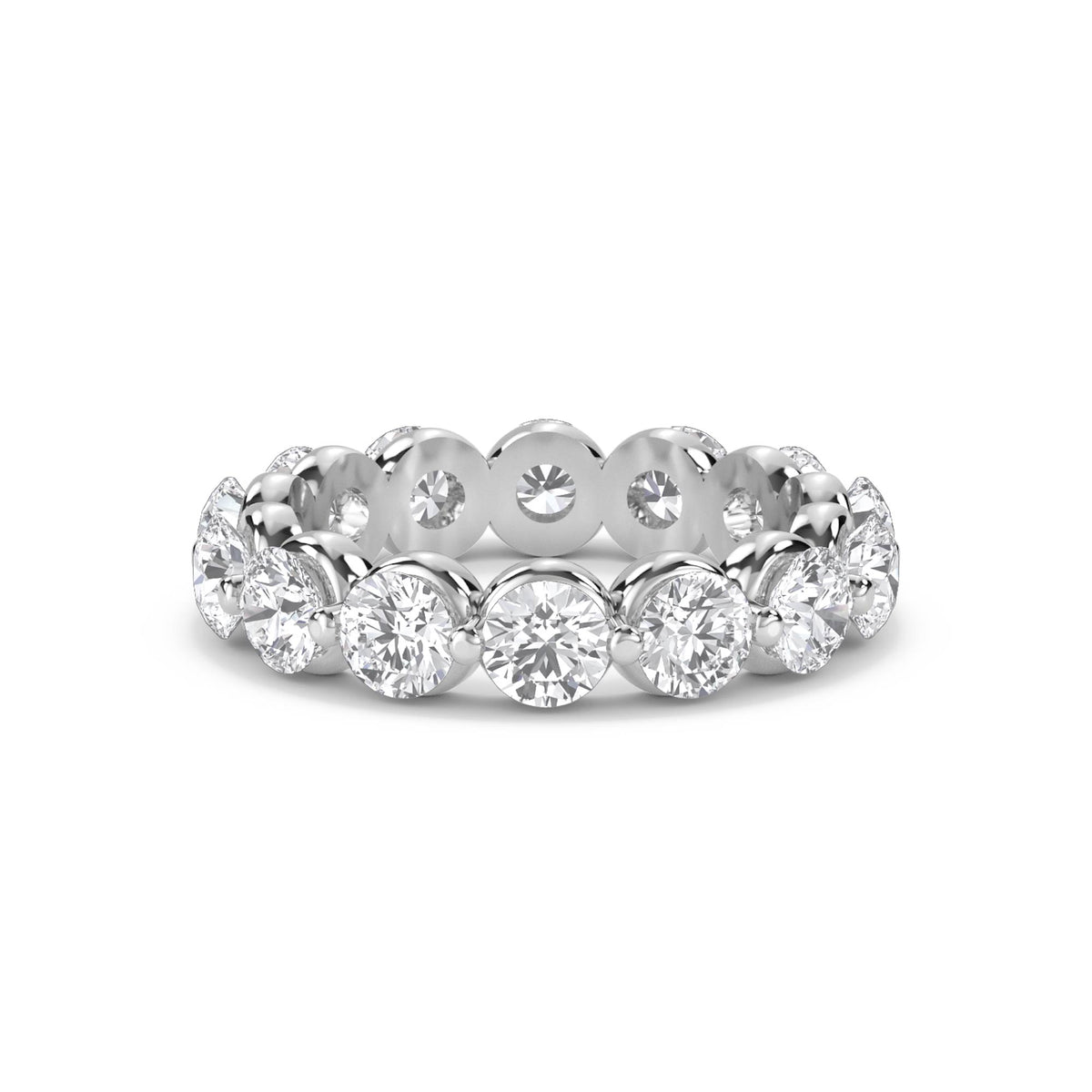 Round Diamond Eternity Ring with Pavé Halo Trim (Silver) - image 1