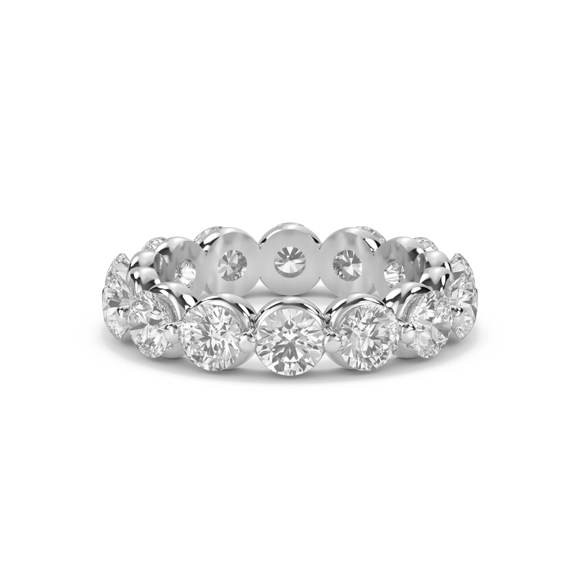 Round Diamond Eternity Ring with Pavé Halo Trim (Silver) - image 1