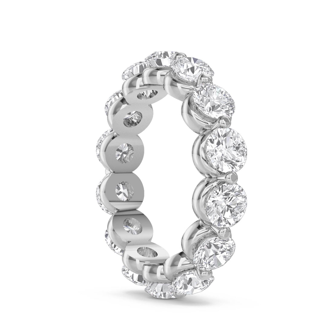 Round Diamond Eternity Ring with Pavé Halo Trim (Silver) - image 1