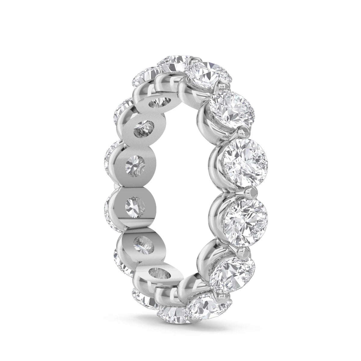 Round Diamond Eternity Ring with Pavé Halo Trim (Silver) - image 2