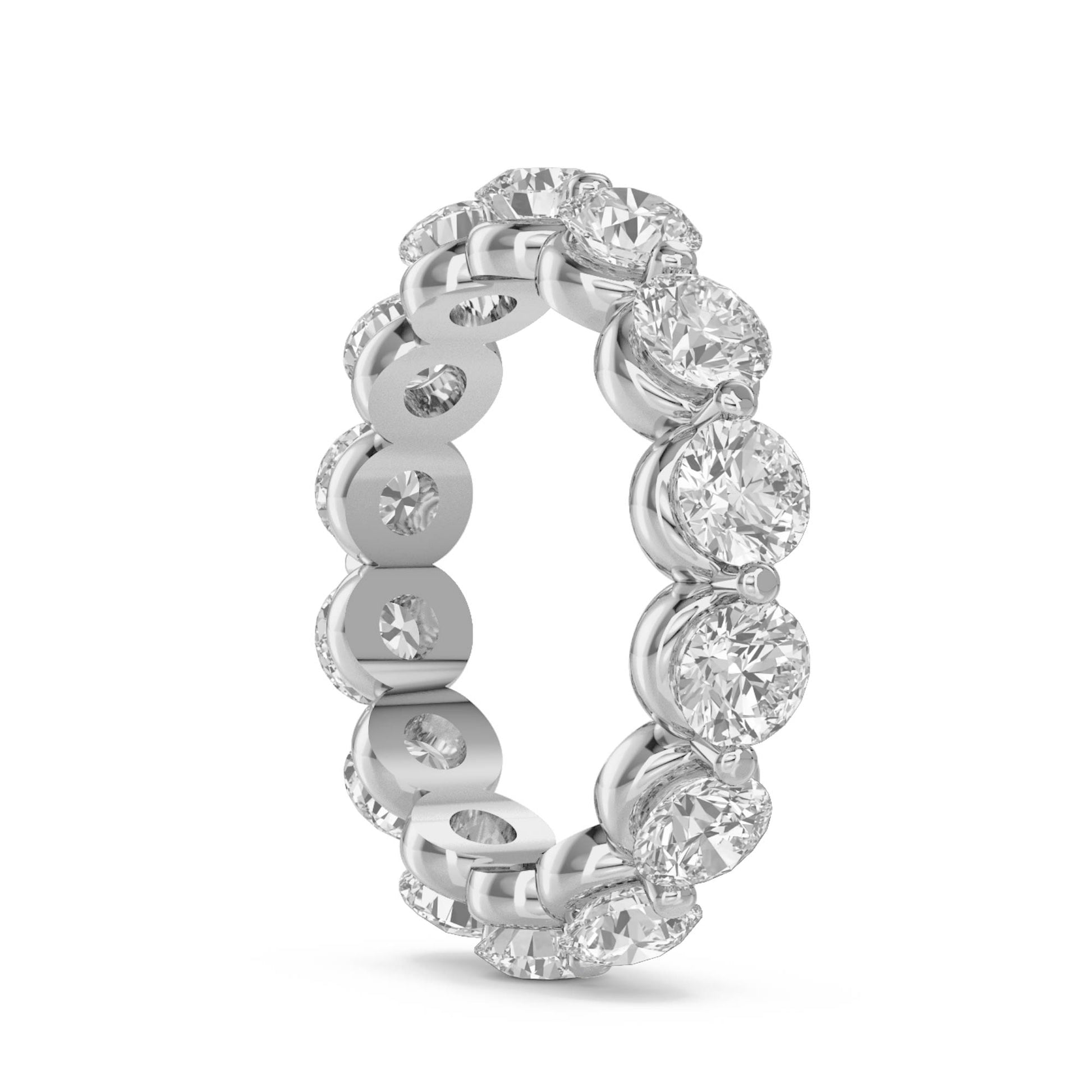 Round Diamond Eternity Ring with Pavé Halo Trim (Silver) - image 2