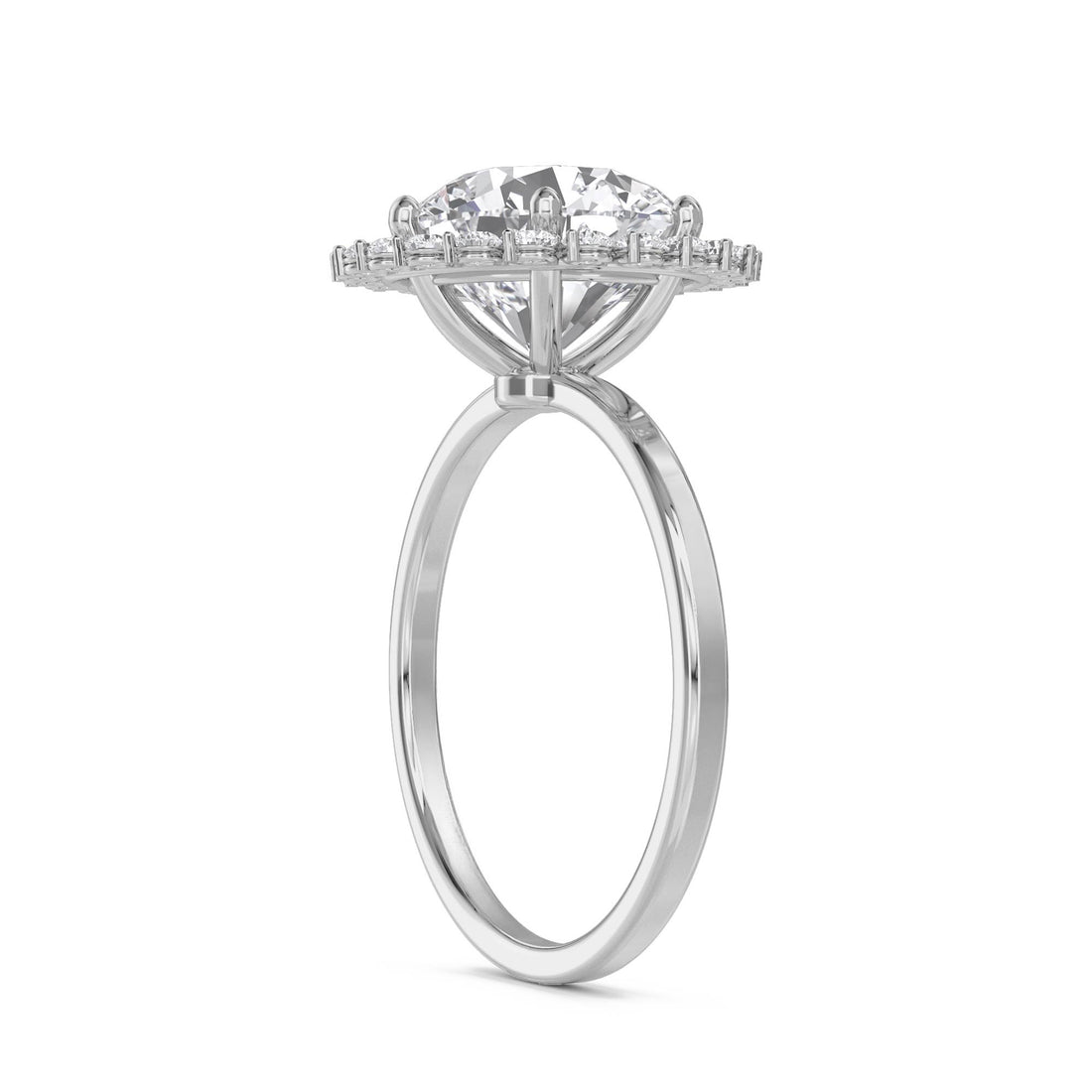 Round Diamond Ring with Delicate Cluster Halo (Silver) - image 1