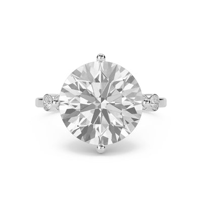 Round Solitaire Diamond Ring with Bezel Side Accents (Silver) - image 1