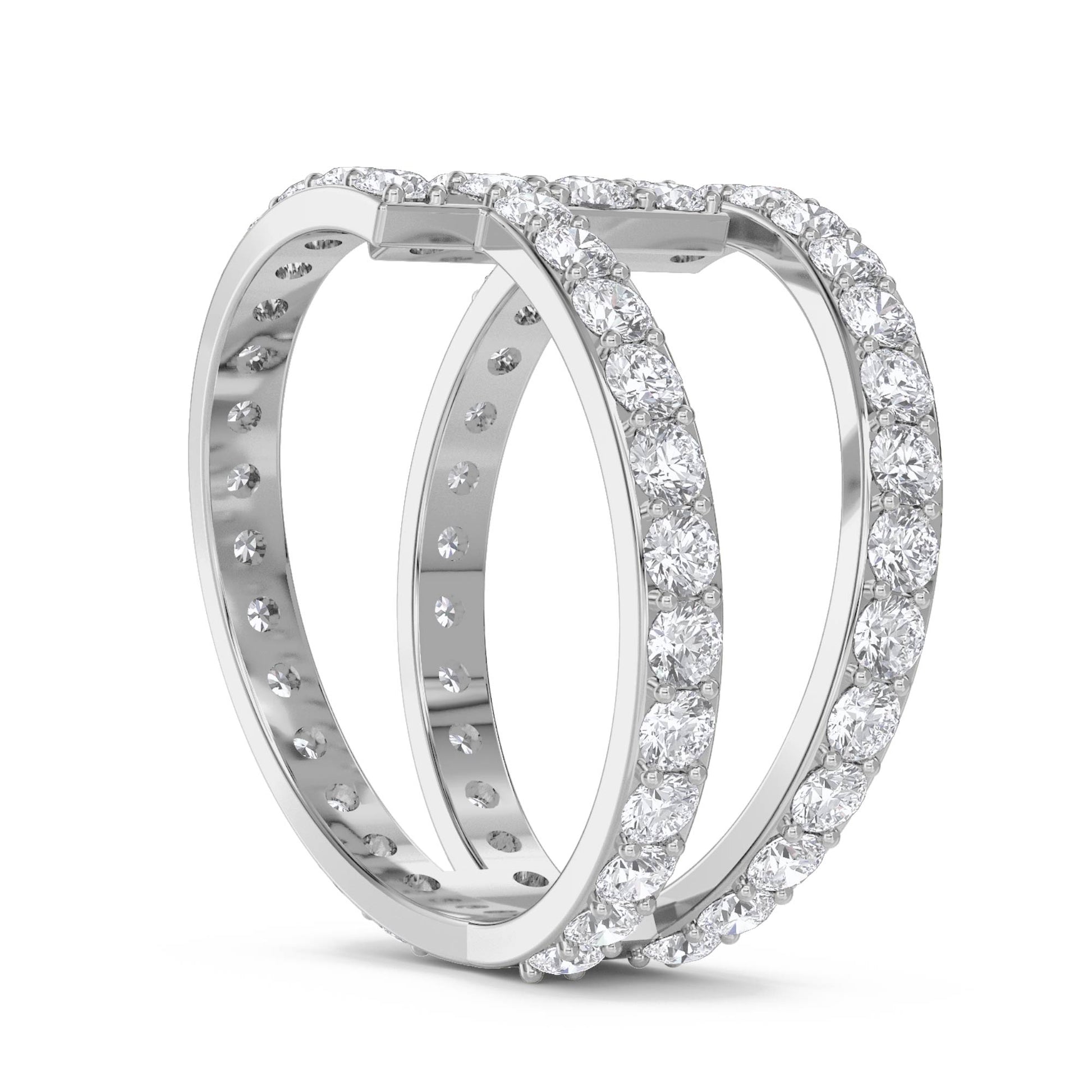 Architectural Diamond Ring with Baguette Accent - White Gold - Pose 2