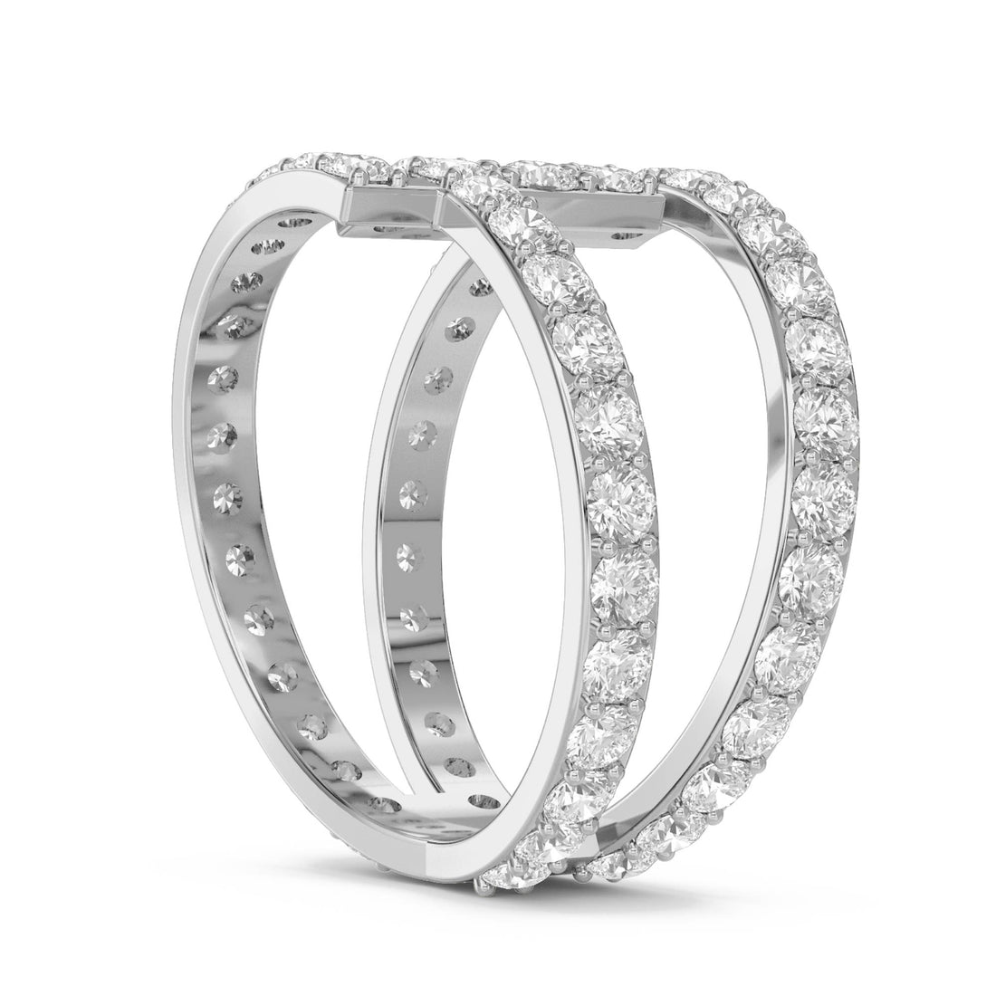 Architectural Open Double Band Diamond Ring (Silver) - image 1