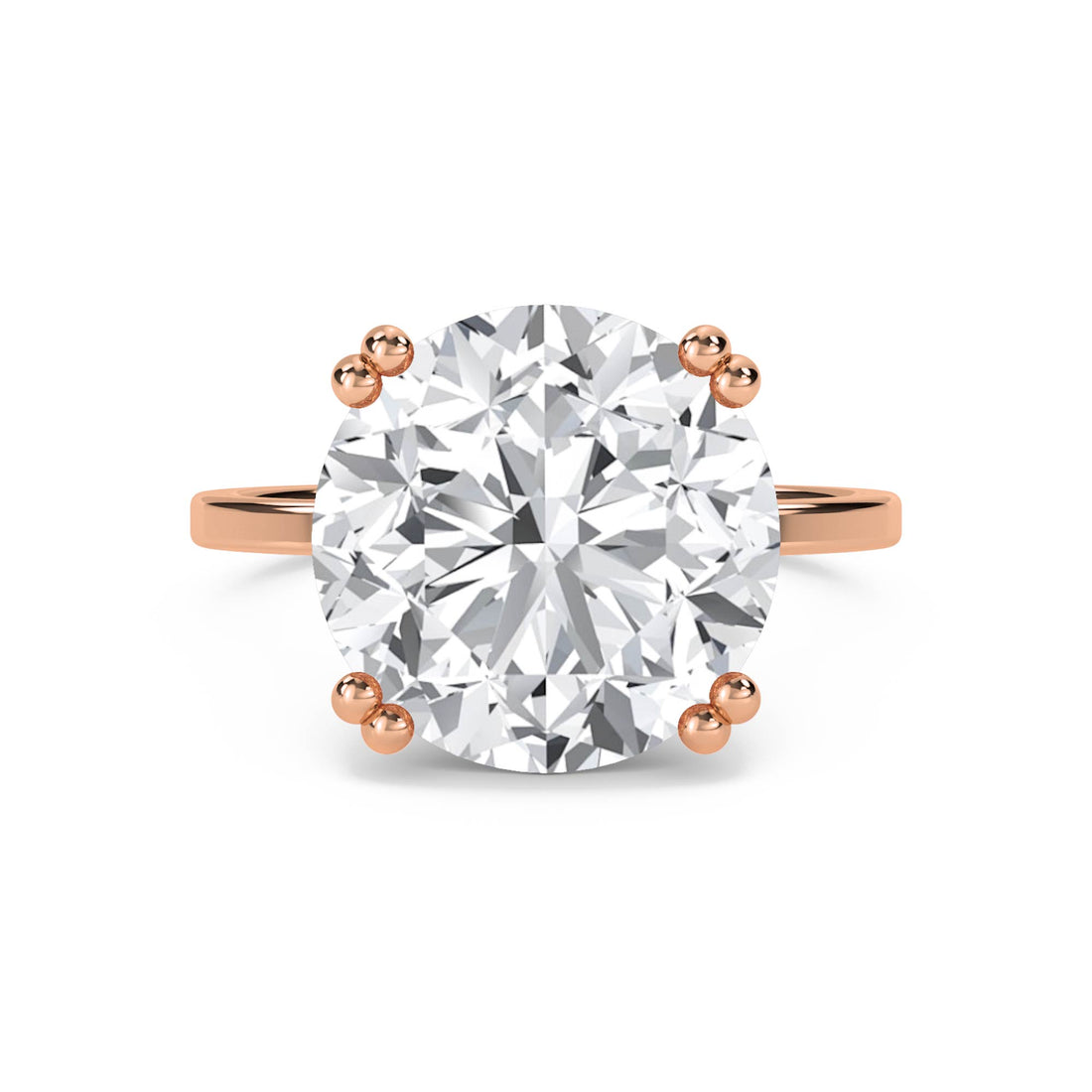 Round Solitaire Diamond Ring with Sculpted Prongs - Rose Gold - Pose 1