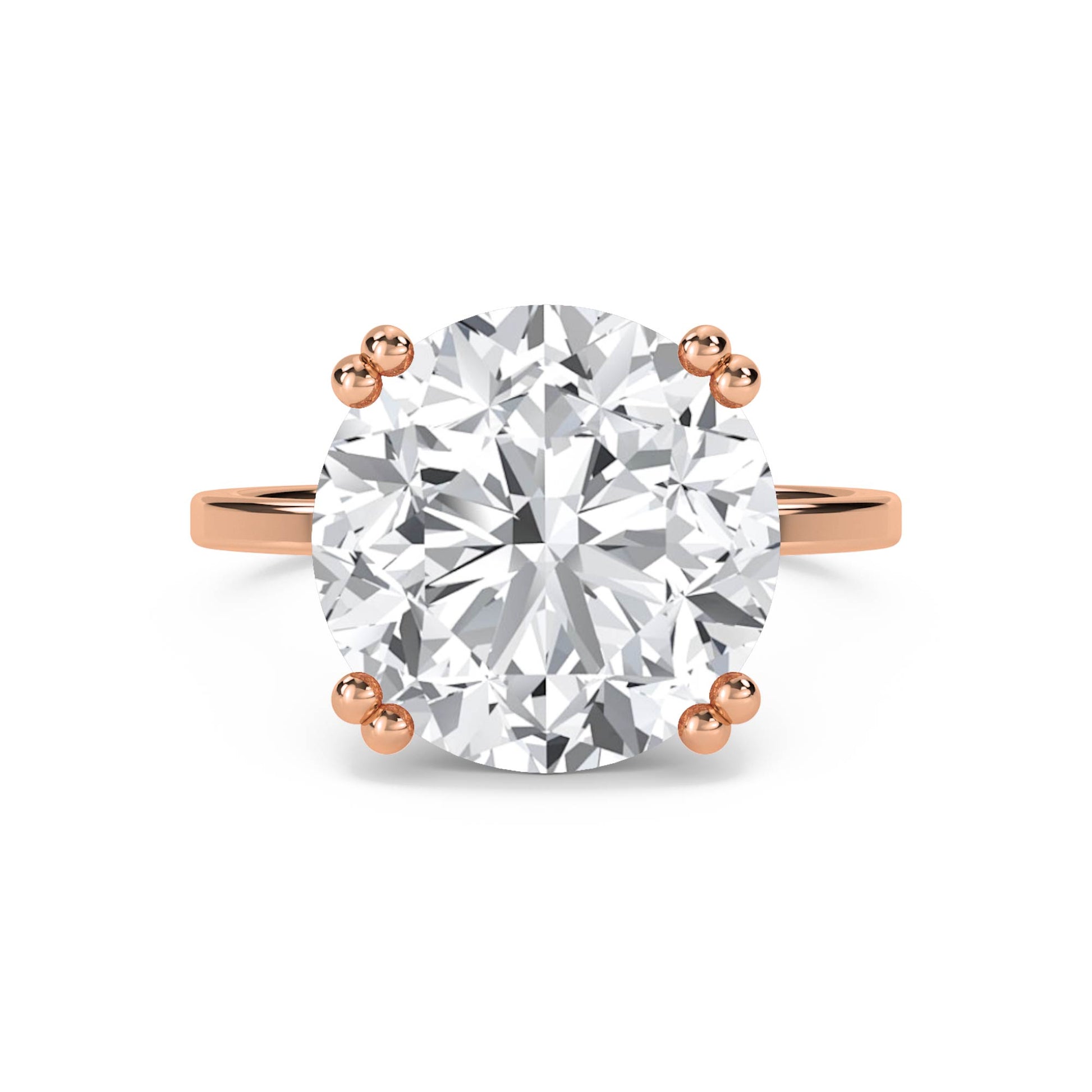 Round Solitaire Diamond Ring with Sculpted Prongs - Rose Gold - Pose 1