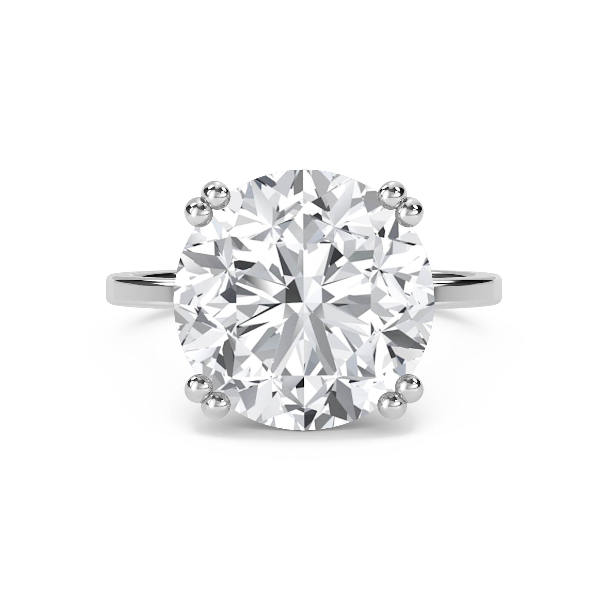 Round Solitaire Diamond Ring with Sculpted Prongs - White Gold - Pose 1