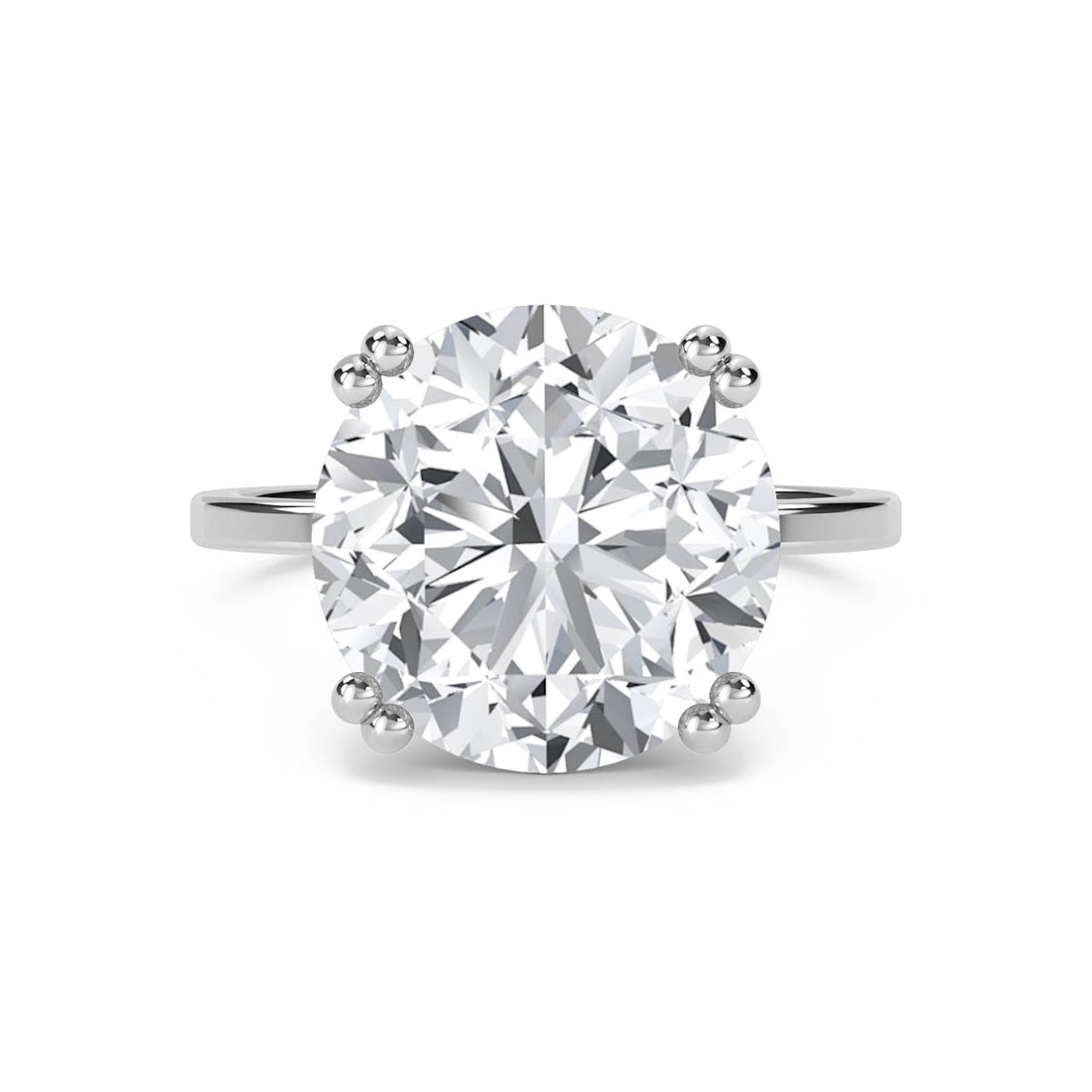 Round Solitaire Diamond Ring with Sculpted Prongs (Silver) - image 1
