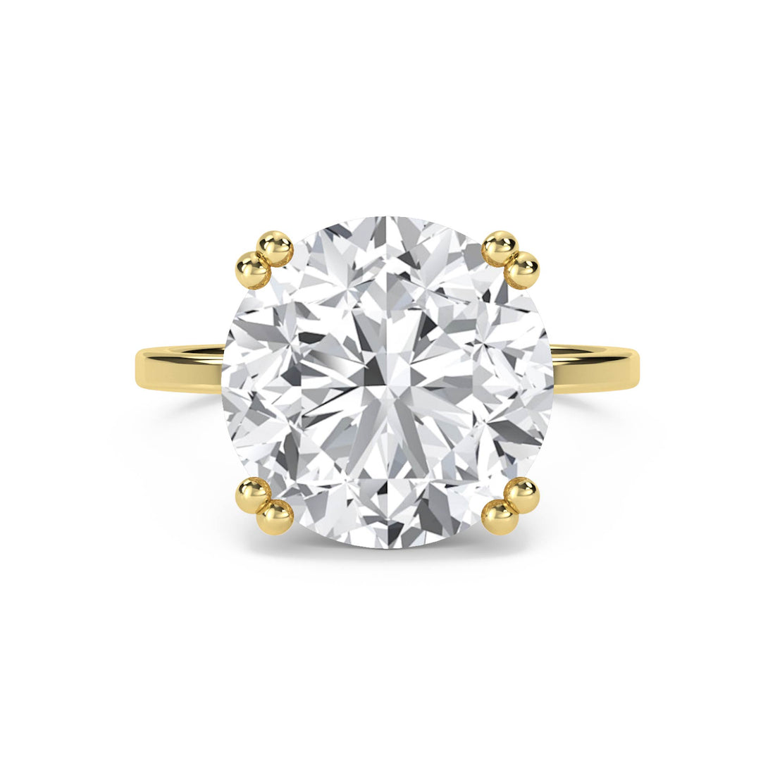 Round Solitaire Diamond Ring with Sculpted Prongs - Yellow Gold - Pose 1