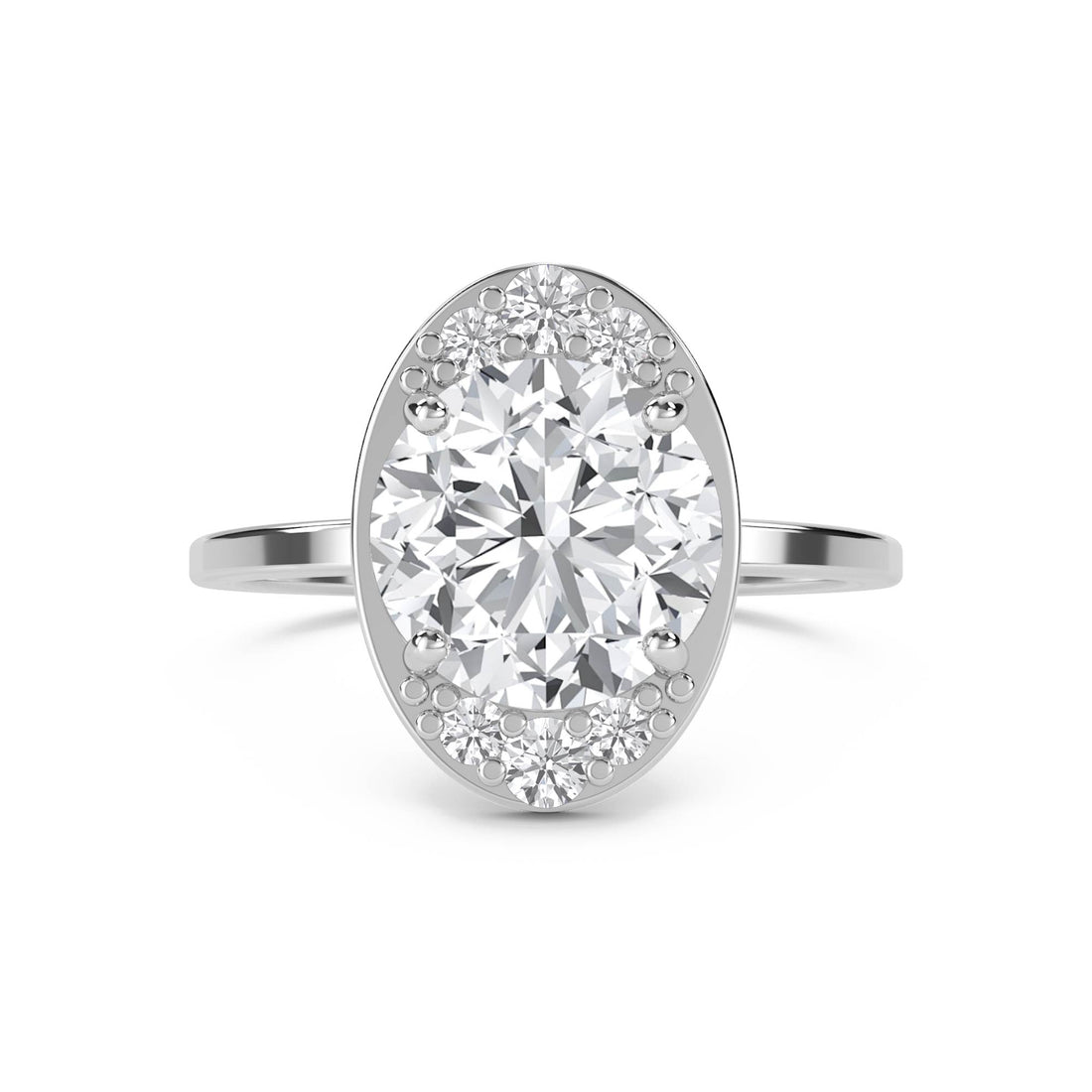 Oval Diamond Ring with Clustered Diamond Accents (Silver) - image 1