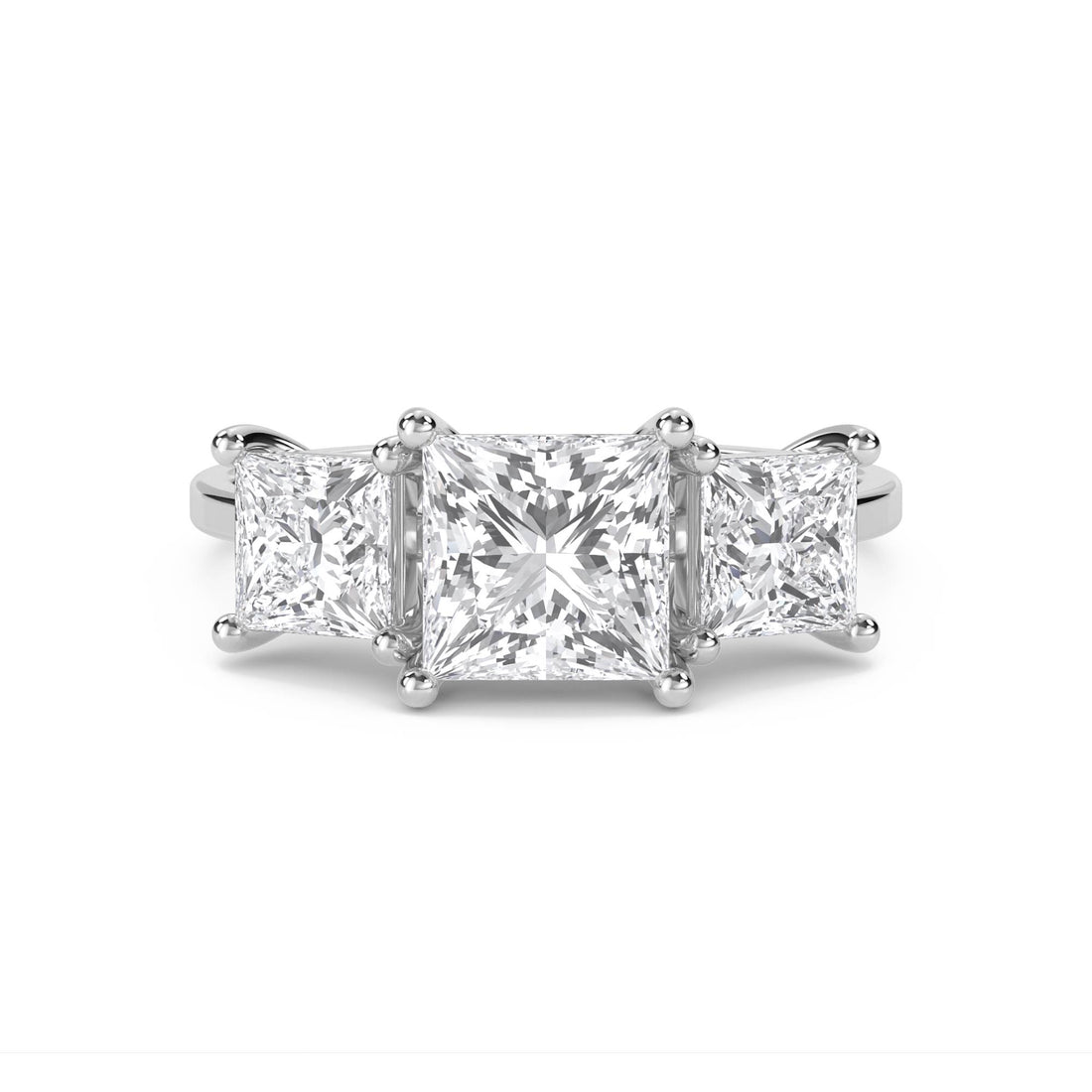 Princess Cut Three Stone Diamond Ring (Silver) - image 1