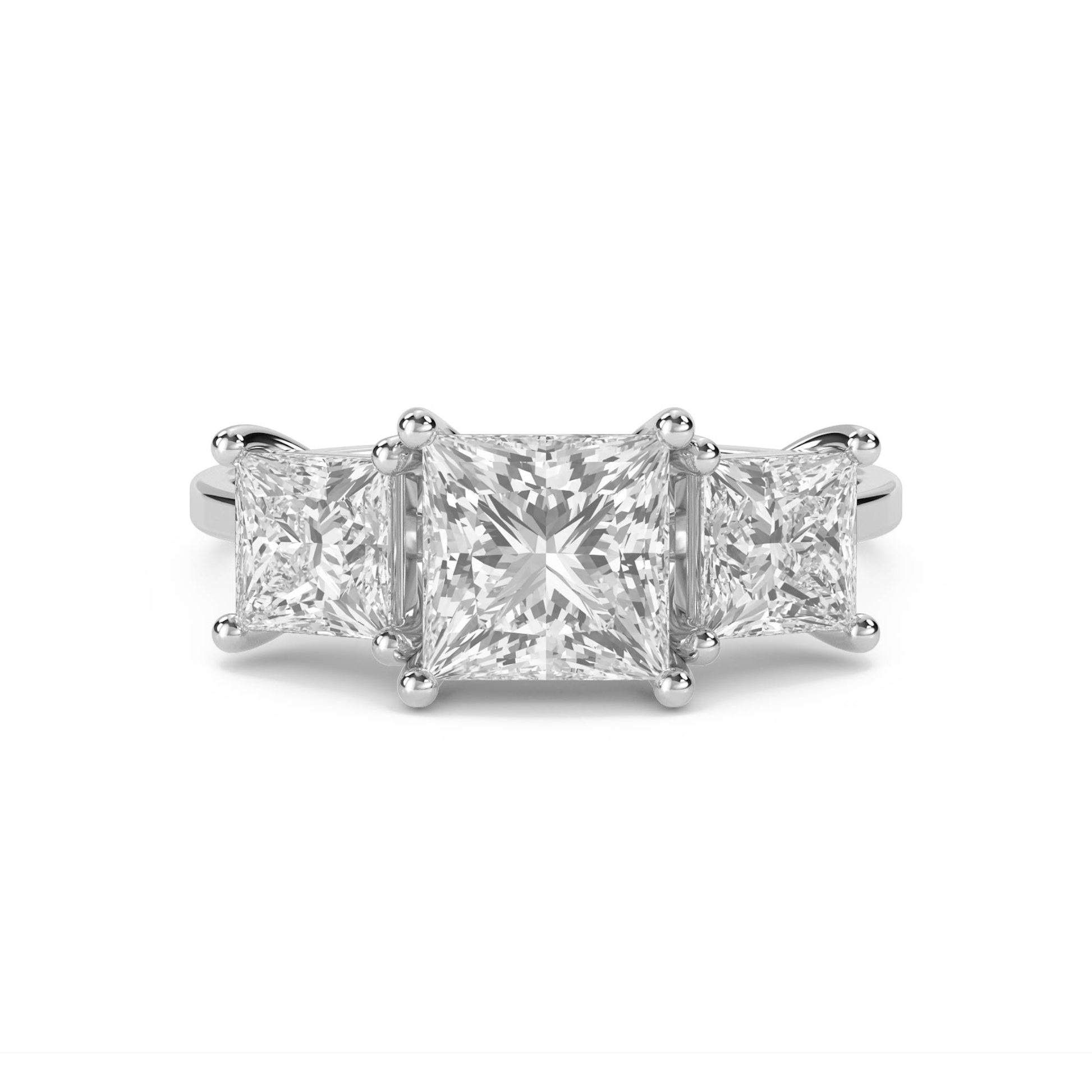 Princess Cut Three Stone Diamond Ring (Silver) - image 1