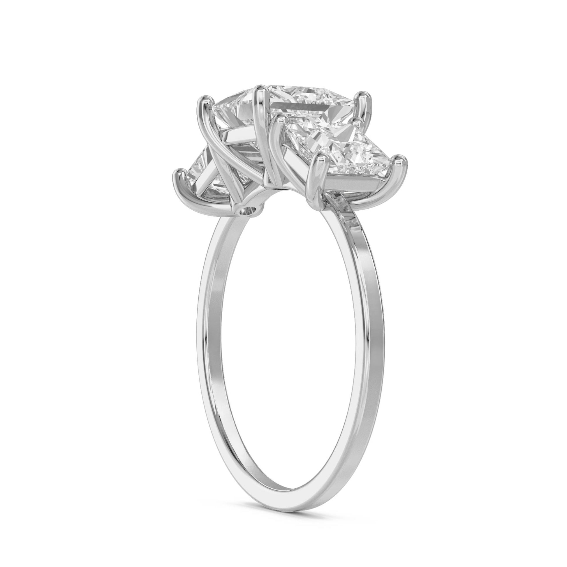 Princess Cut Three Stone Diamond Ring (Silver) - image 2
