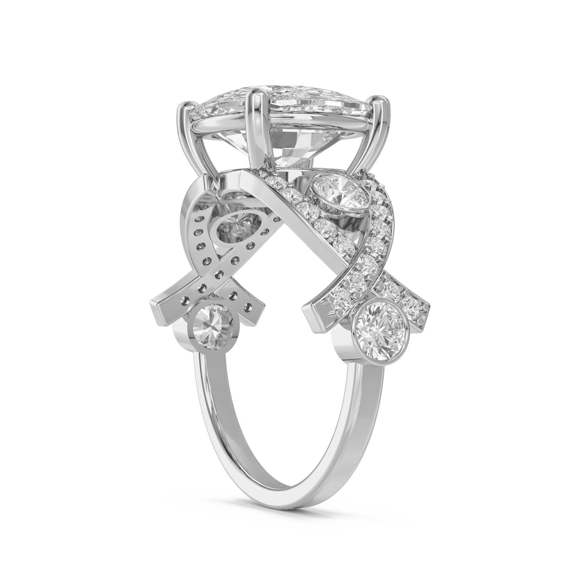 Cushion Cut Diamond Ring with Pavé Split Shoulders (Silver) - image 1