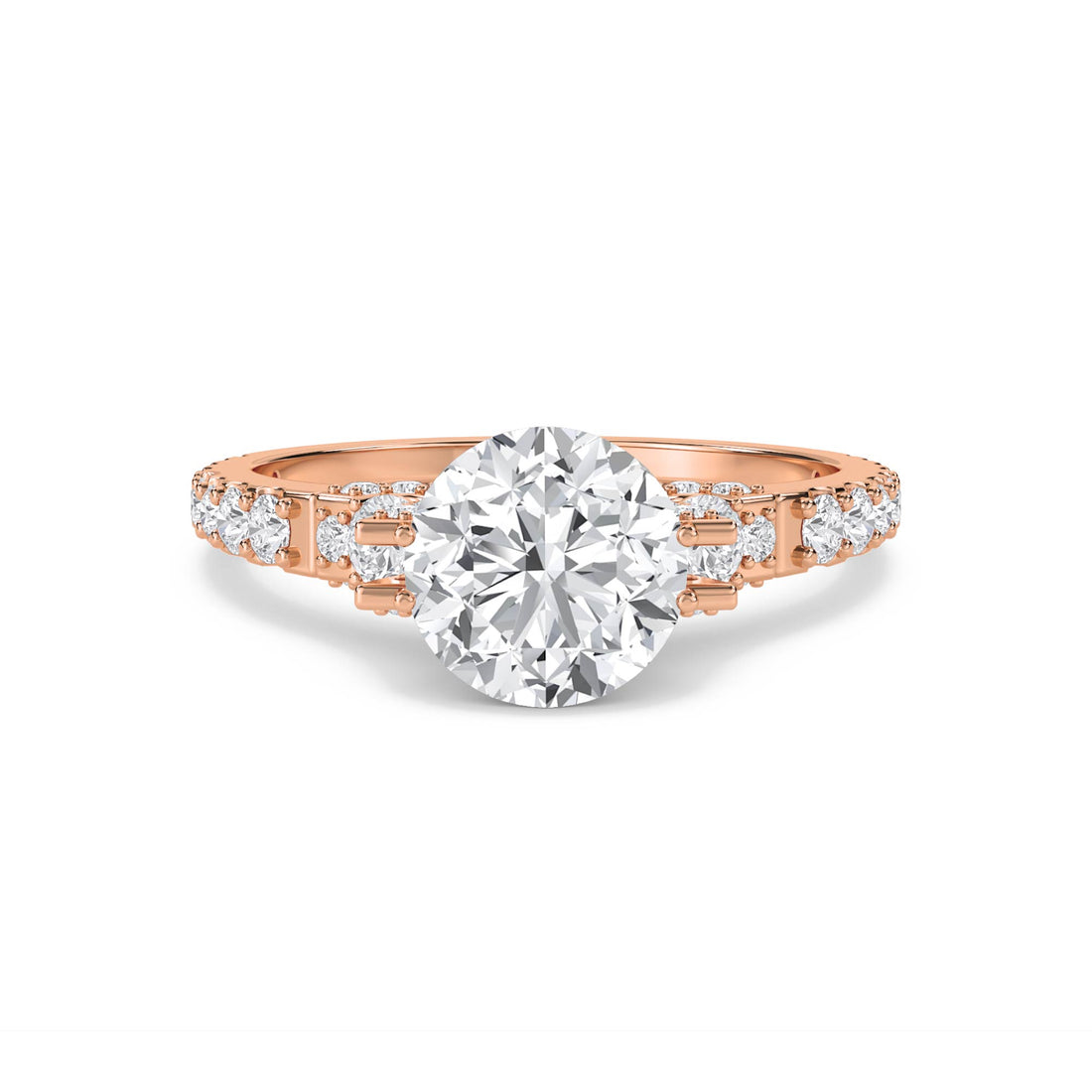 Round Diamond Ring with Baguette & Round Accents