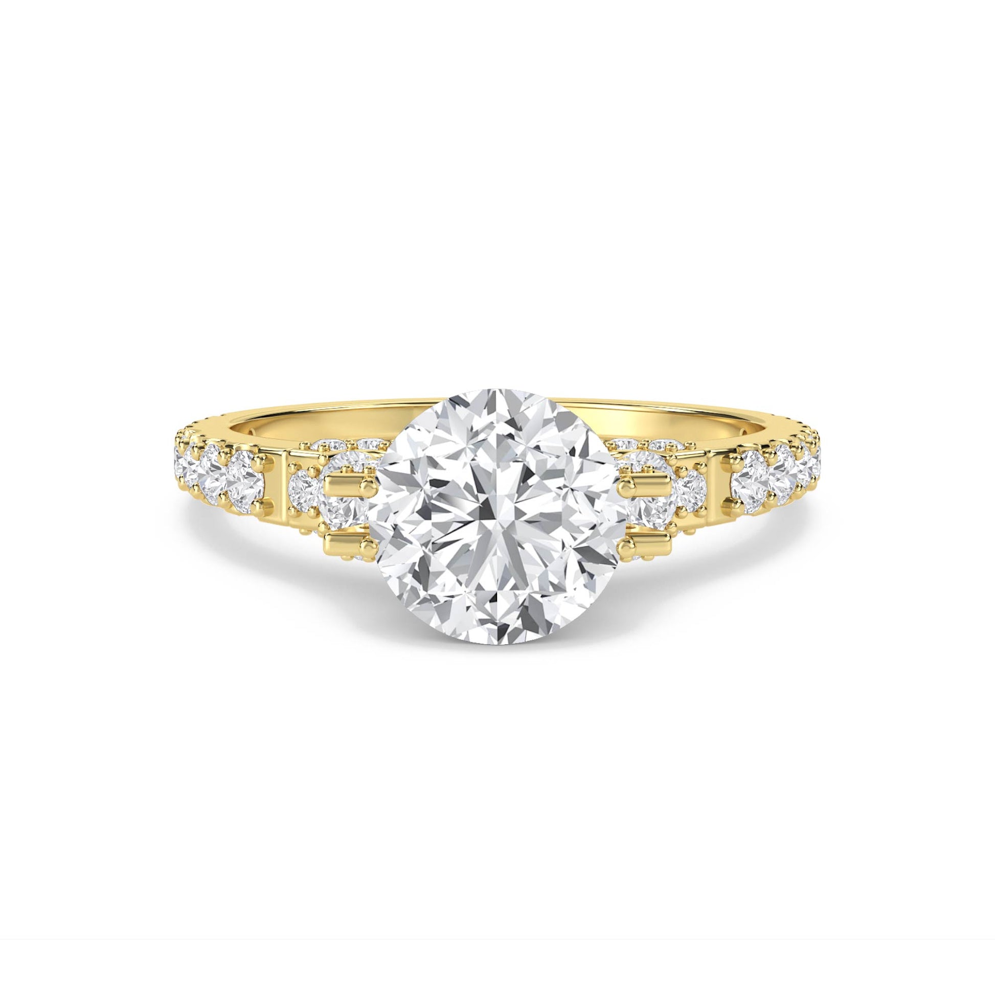 Round Diamond Ring with Baguette & Round Accents - image 1