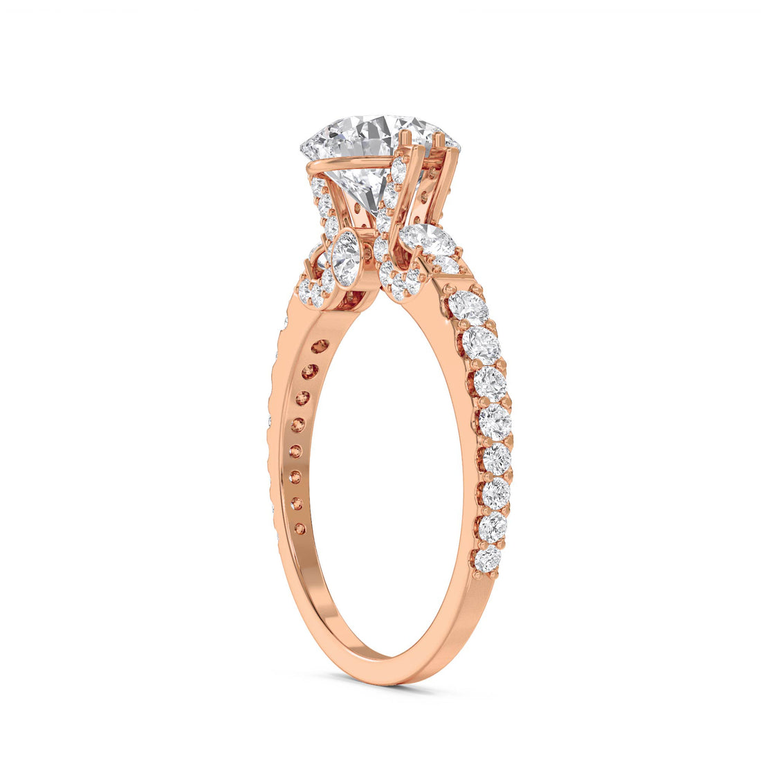 Round Diamond Ring with Baguette & Round Accents