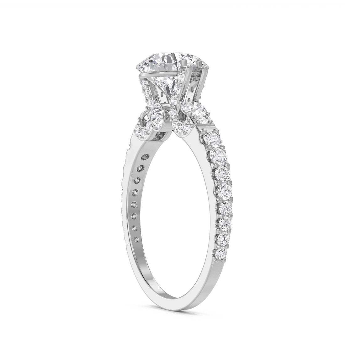 Round Diamond Ring with Baguette & Round Accents (Silver) - image 1