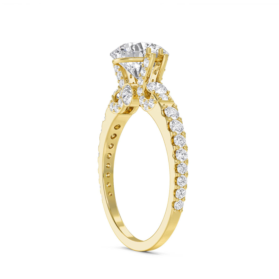 Round Diamond Ring with Baguette & Round Accents