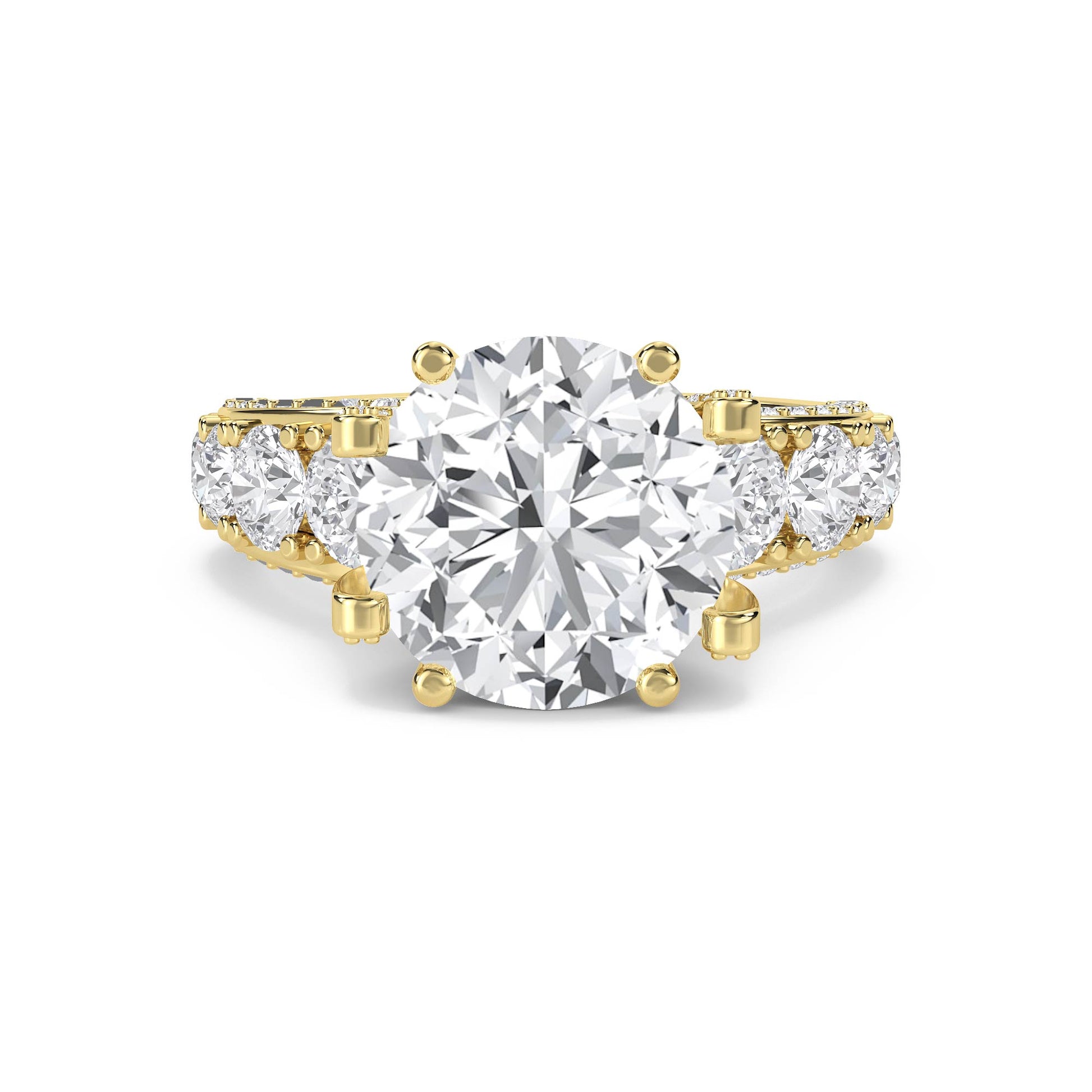 Round Diamond Ring with Bold Pavé Shoulders - image 1