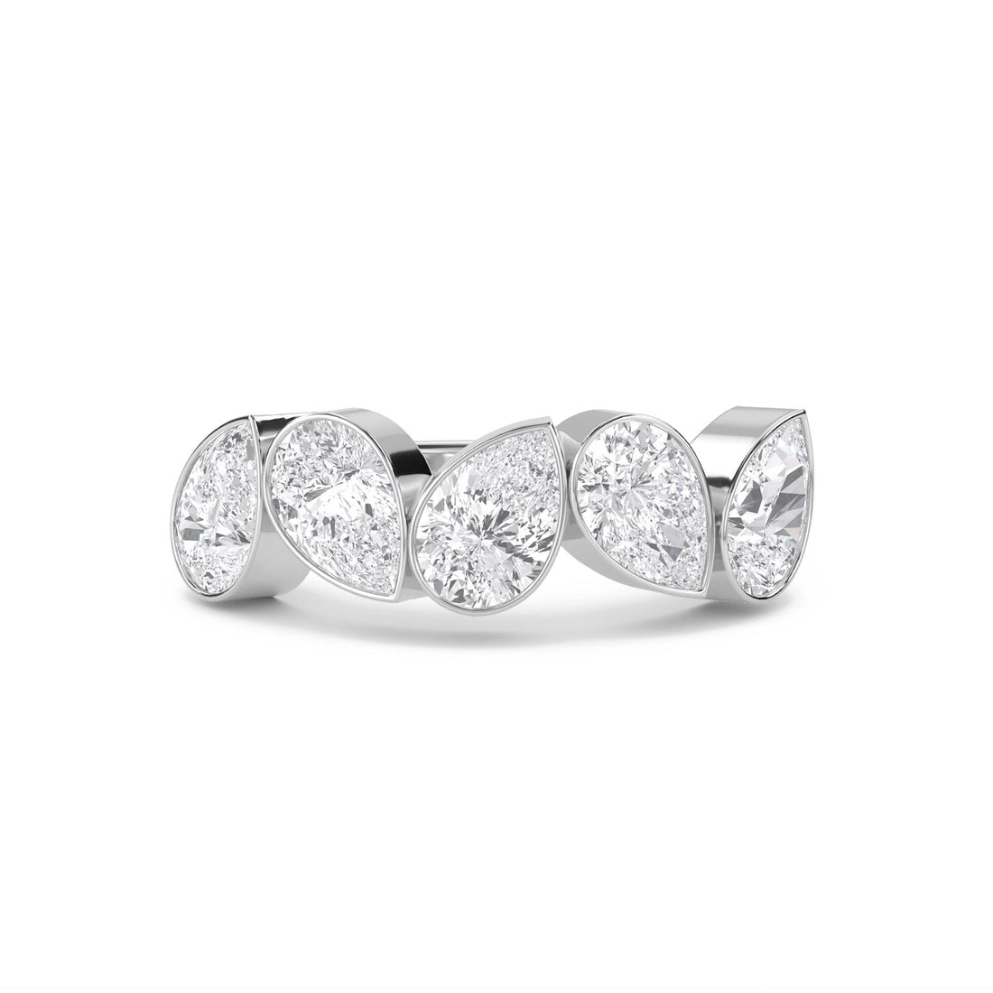 Pear Diamond Five Stone Ring (Silver) - image 1