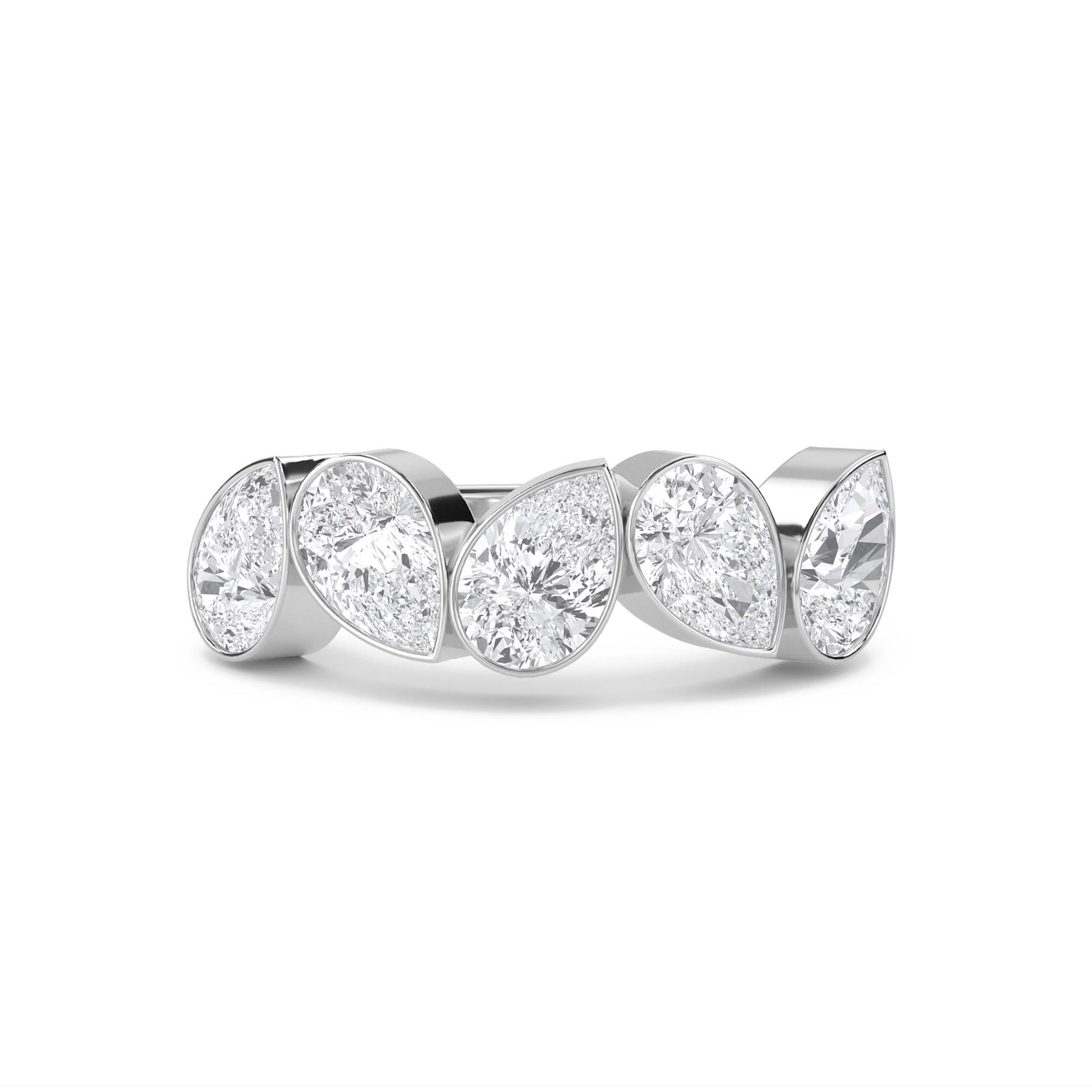 Pear Diamond Five Stone Ring (Silver) - image 1