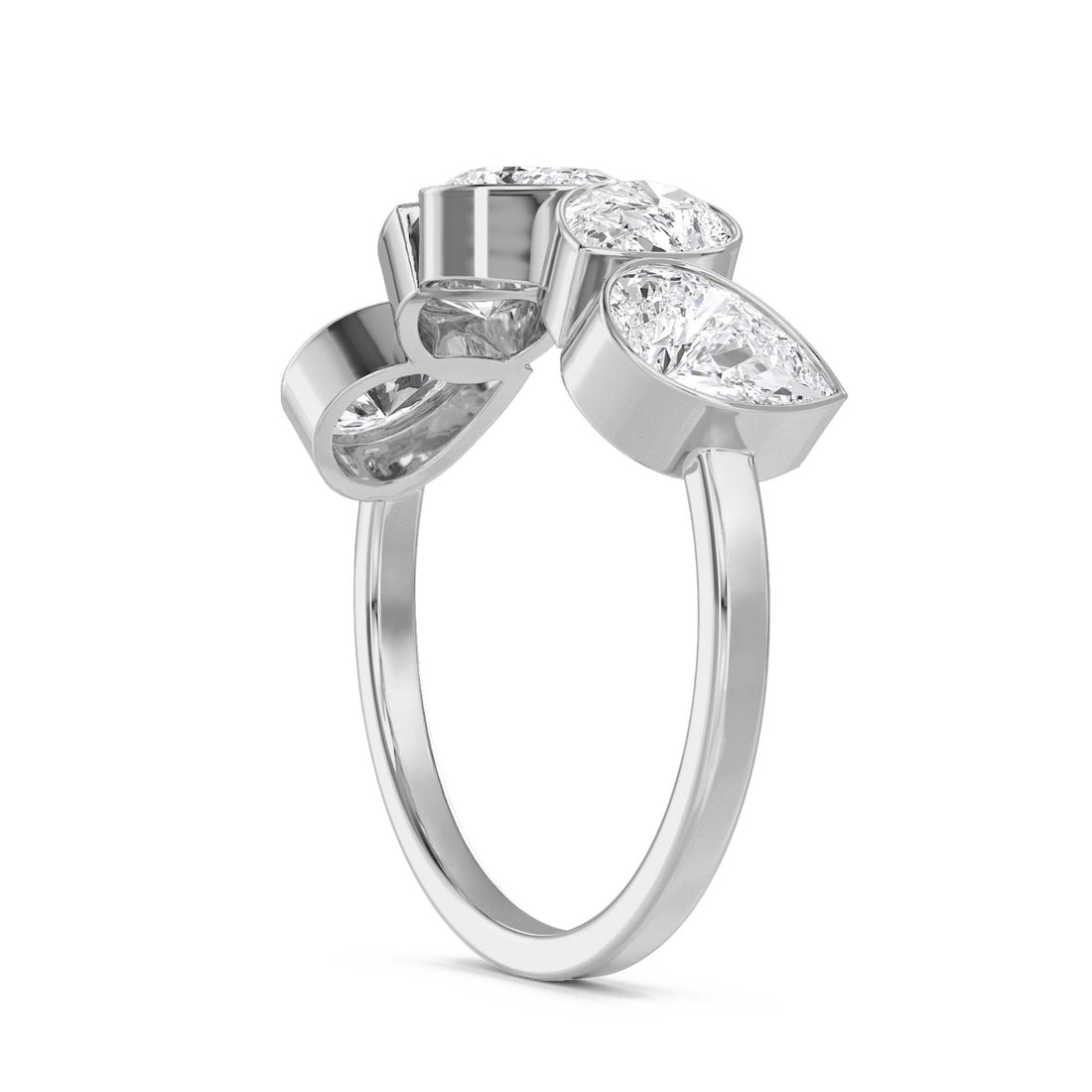 Pear Diamond Five Stone Ring (Silver) - image 1