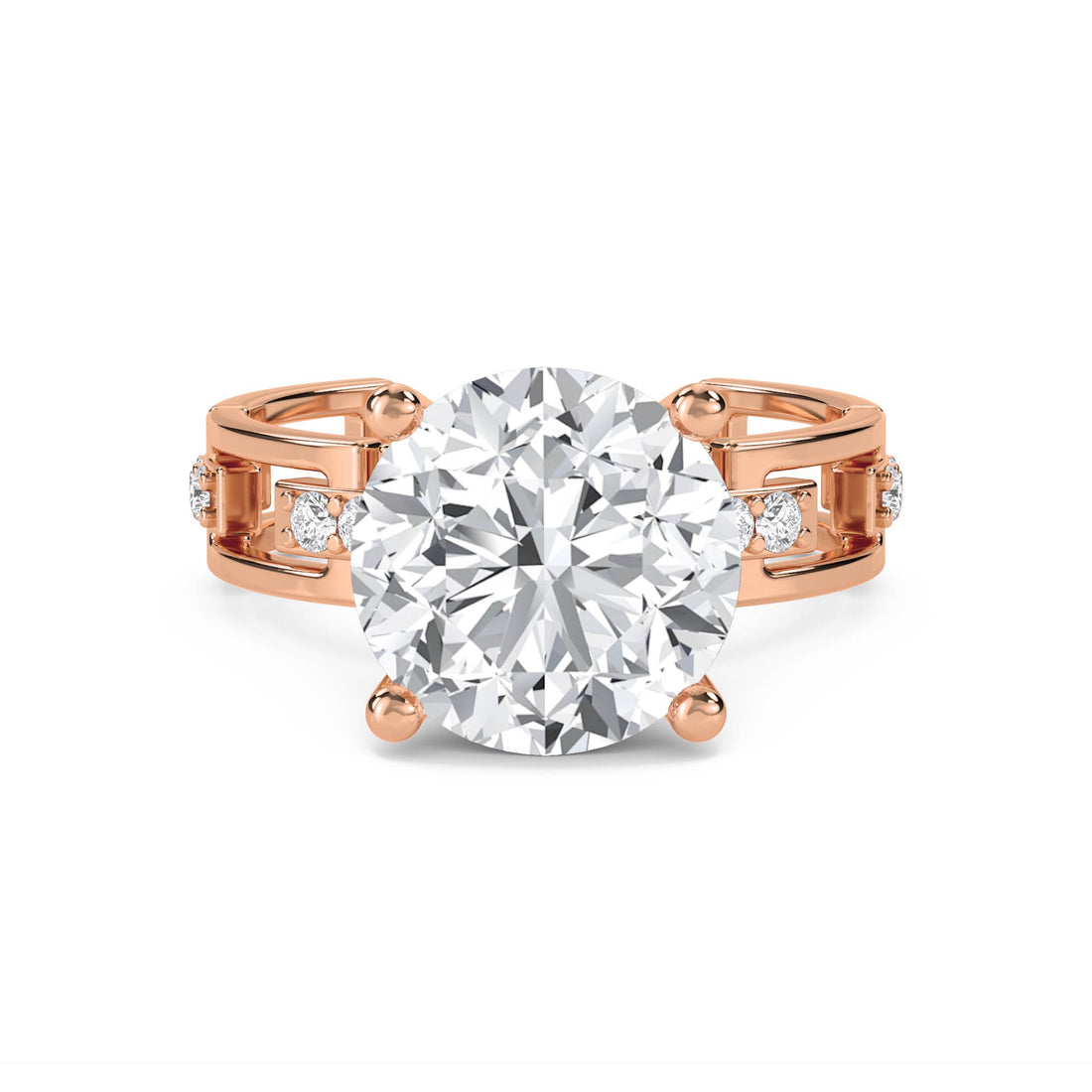 Round Diamond Ring with Architectural Cutout Band