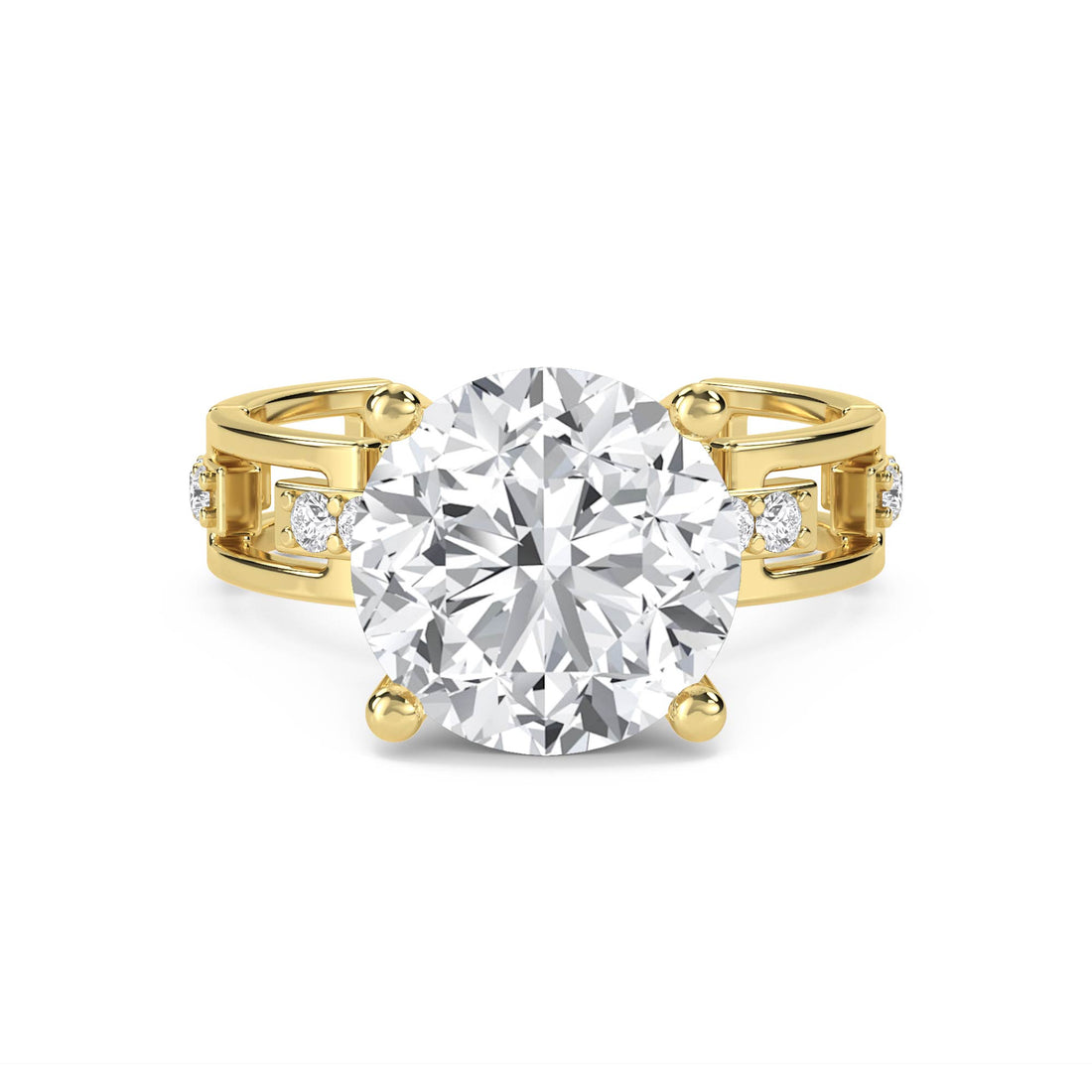 Round Diamond Ring with Architectural Cutout Band - image 1
