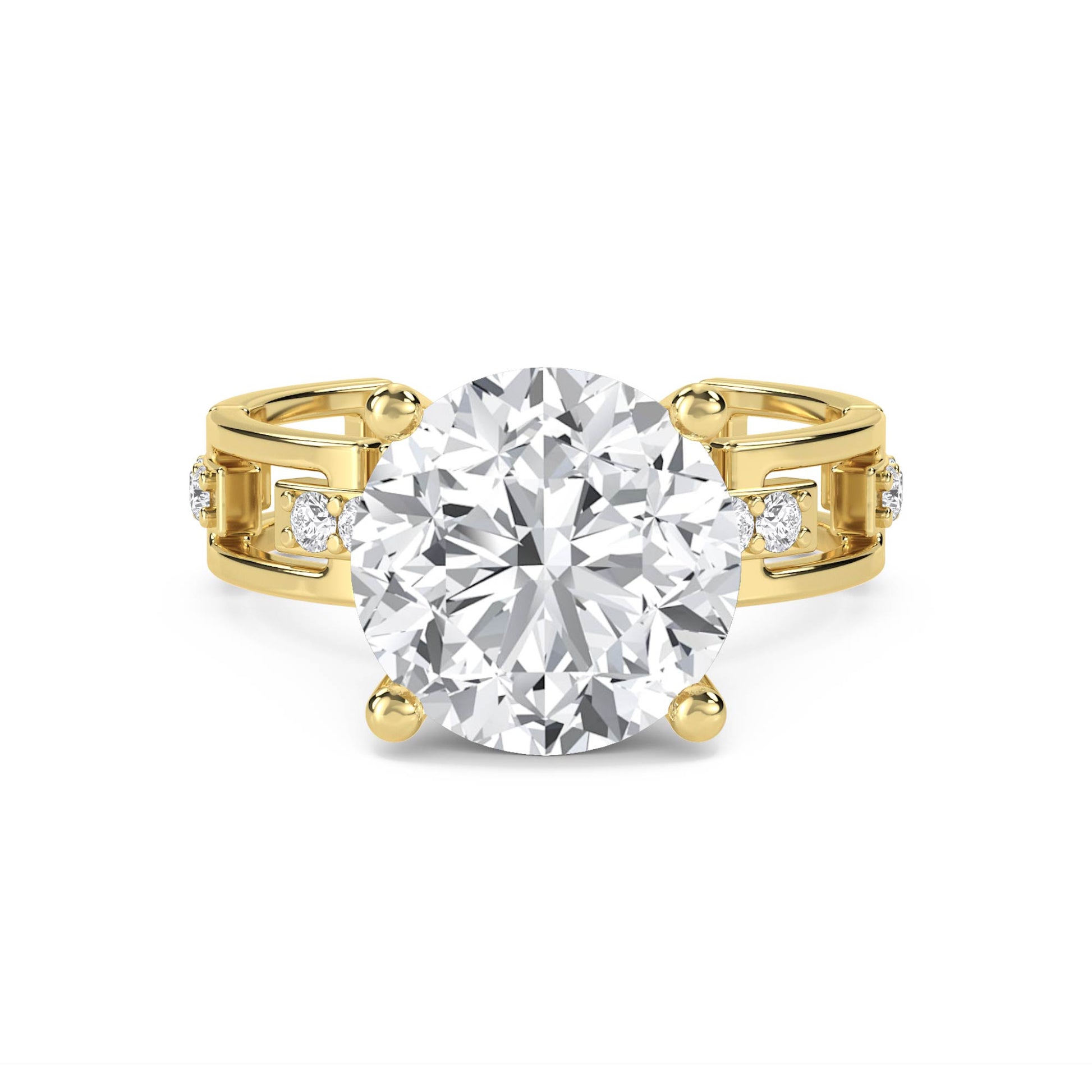 Round Diamond Ring with Architectural Cutout Band - image 1