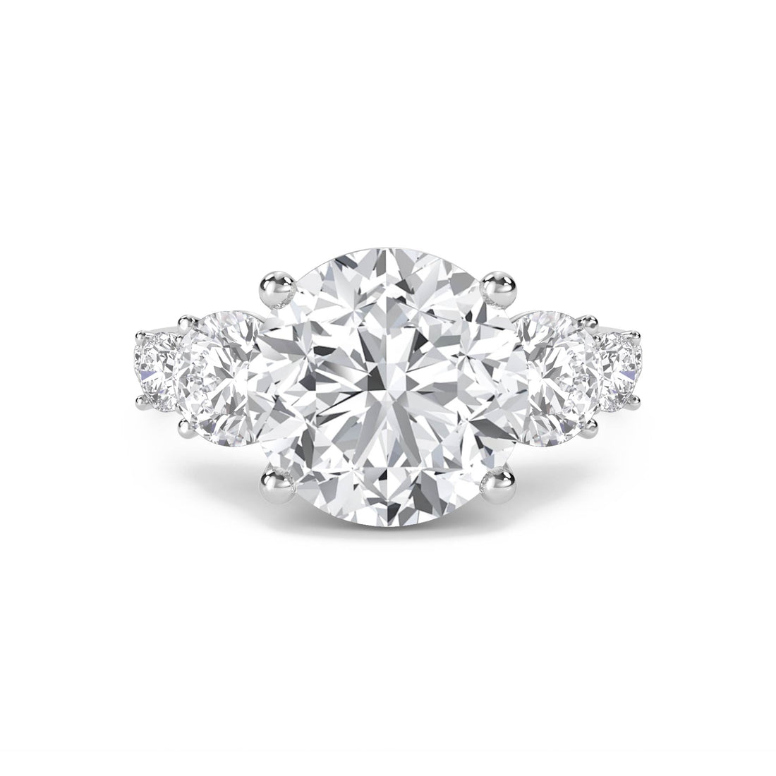 Round Diamond Three Stone Ring (Silver) - image 1