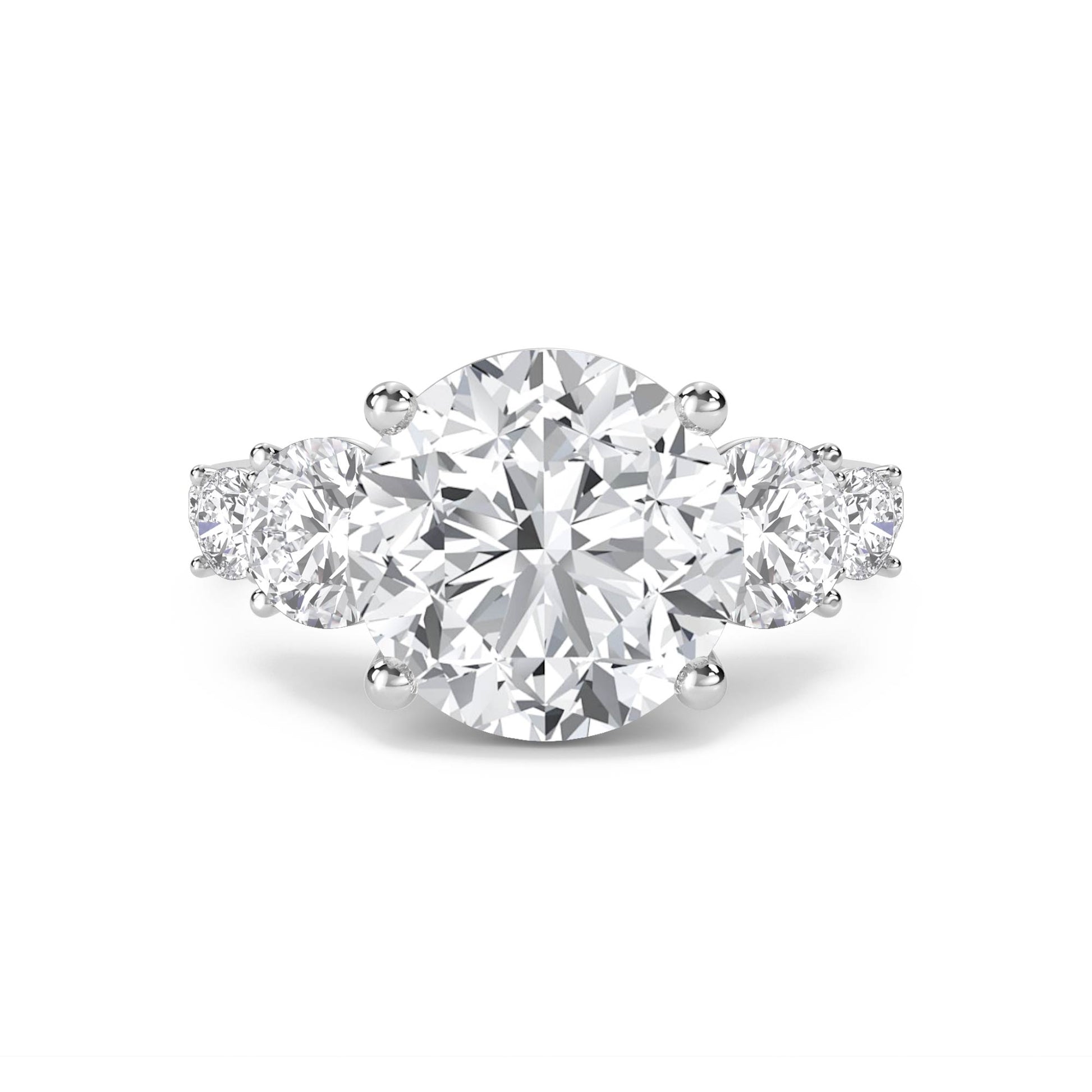 Round Diamond Three Stone Ring (Silver) - image 1