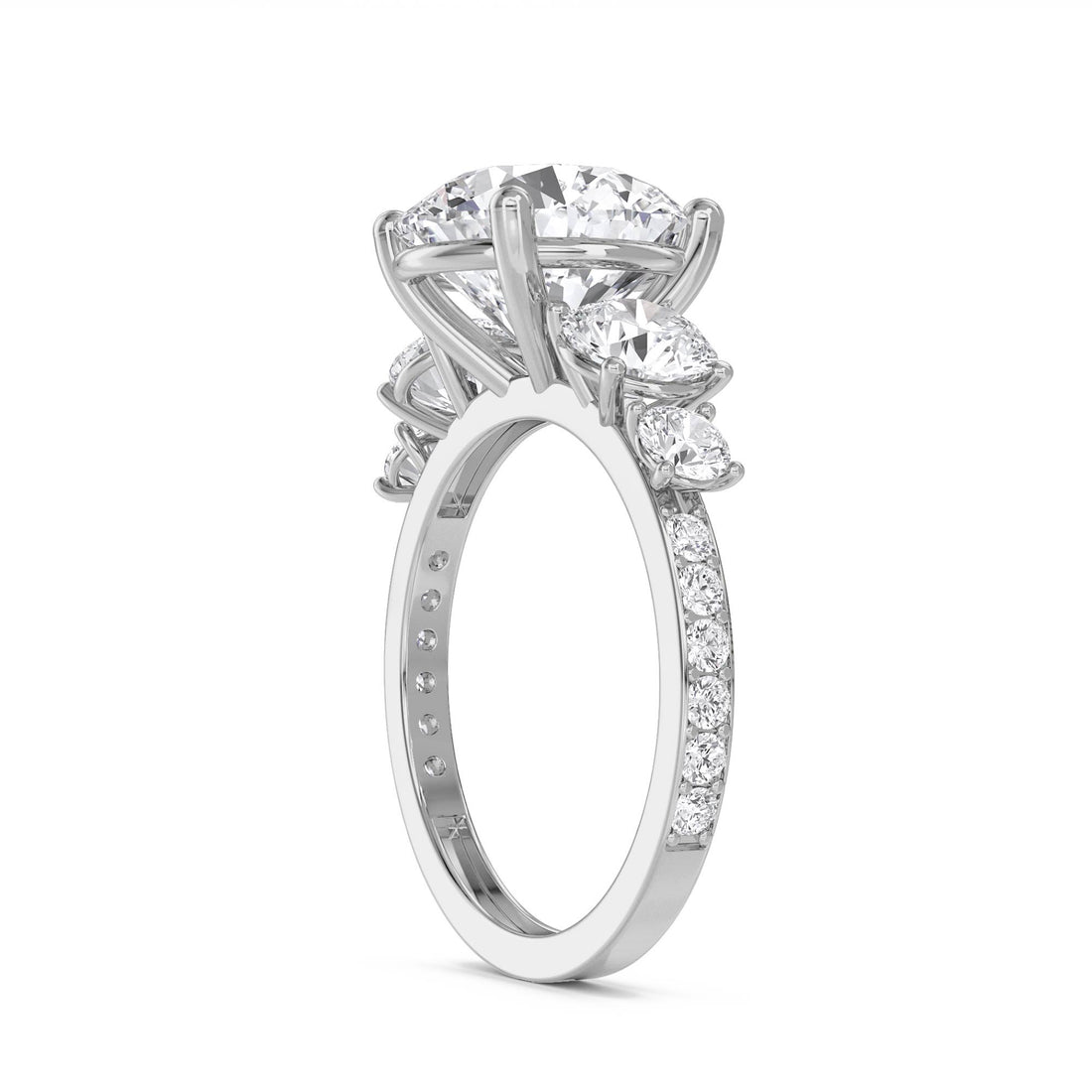 Round Diamond Three Stone Ring (Silver) - image 1