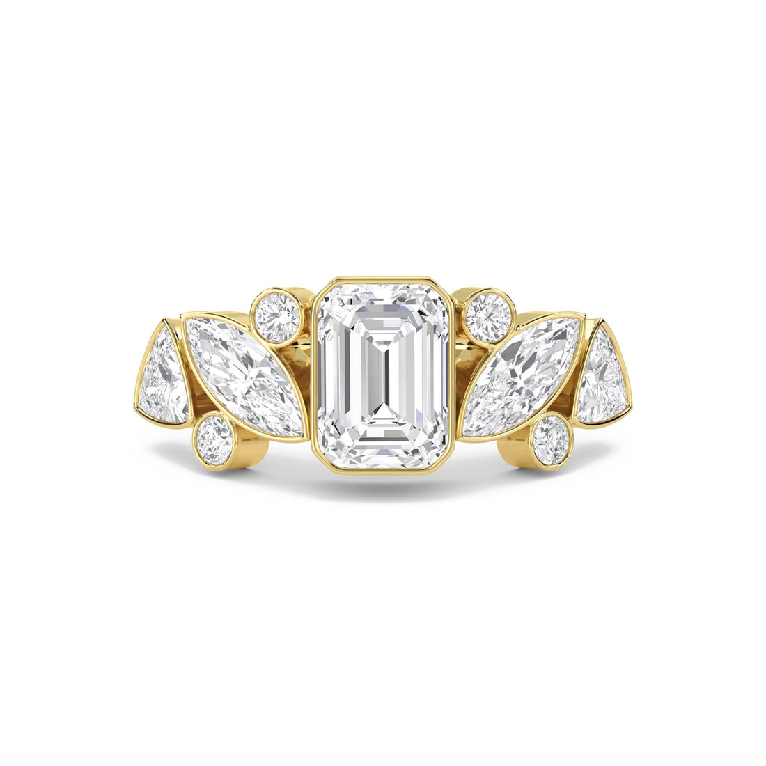 Emerald Cut Diamond Ring with Marquise Cluster Accents - image 1