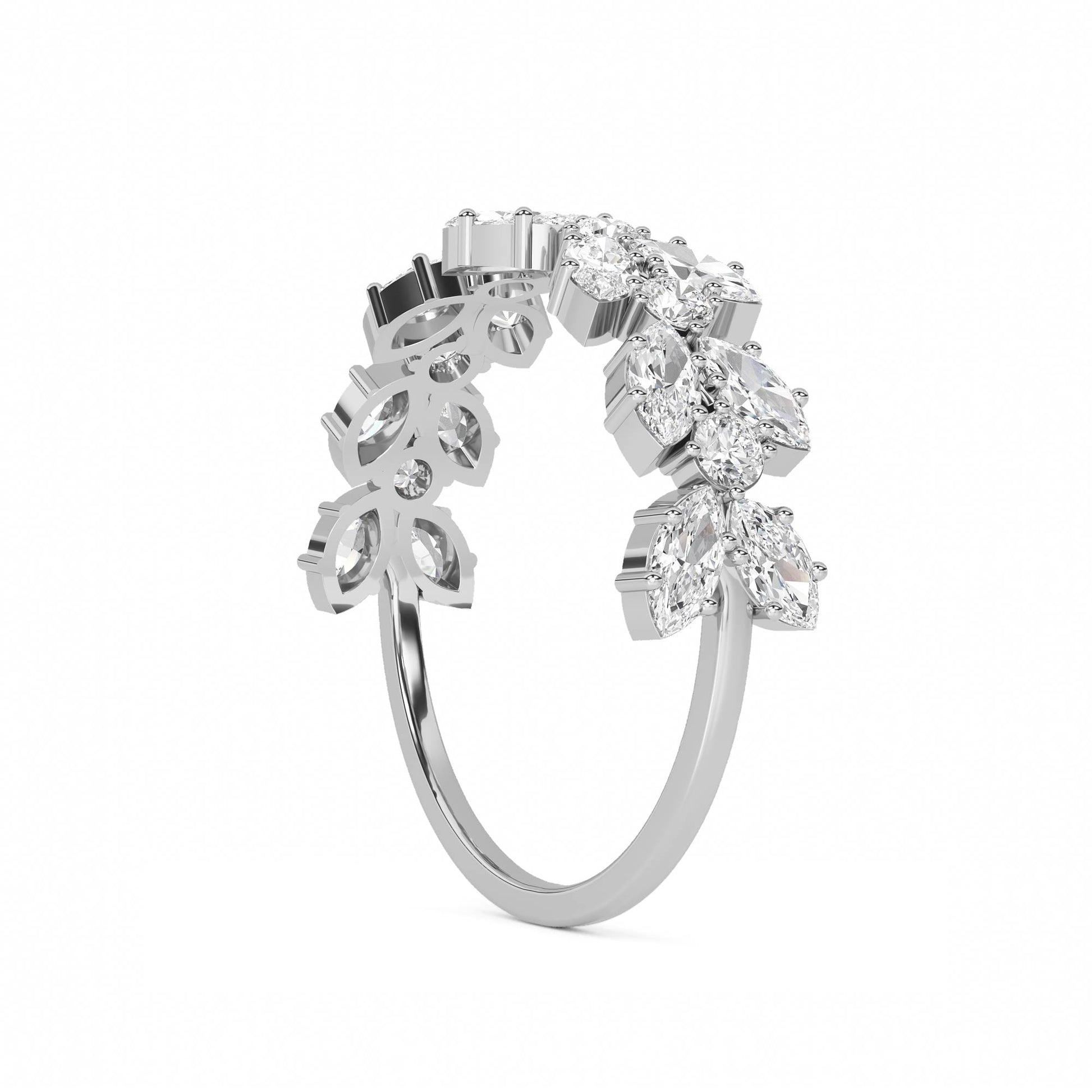 Marquise Bloom Diamond Ring (Silver) - image 2